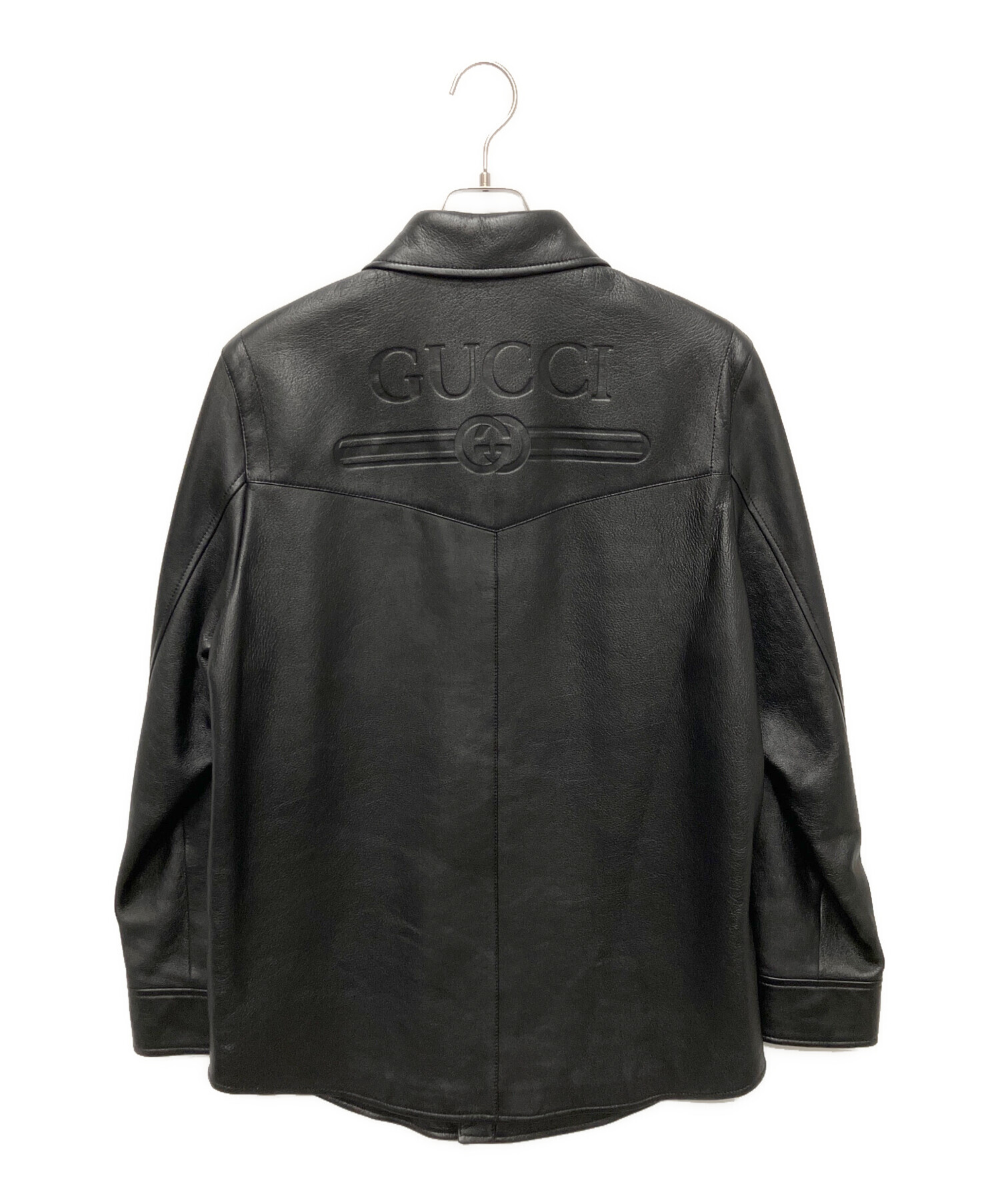 中古・古着通販】GUCCI (グッチ) Embossed Logo Leather Shirt Jacket