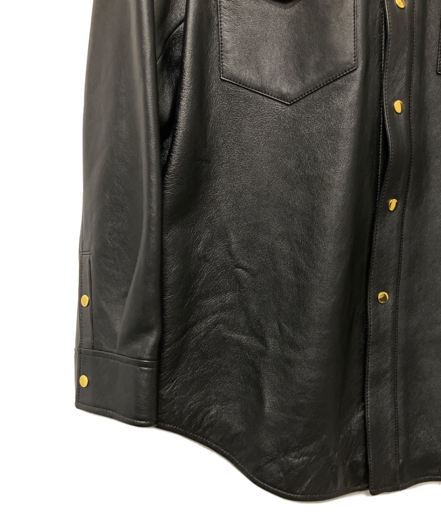 中古・古着通販】GUCCI (グッチ) Embossed Logo Leather Shirt Jacket