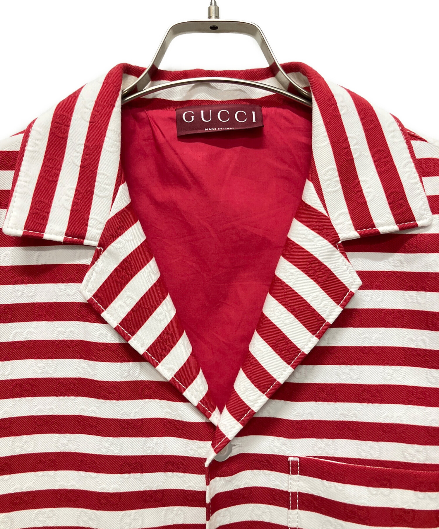 中古・古着通販】GUCCI (グッチ) GGジャガードボーダー半袖シャツ