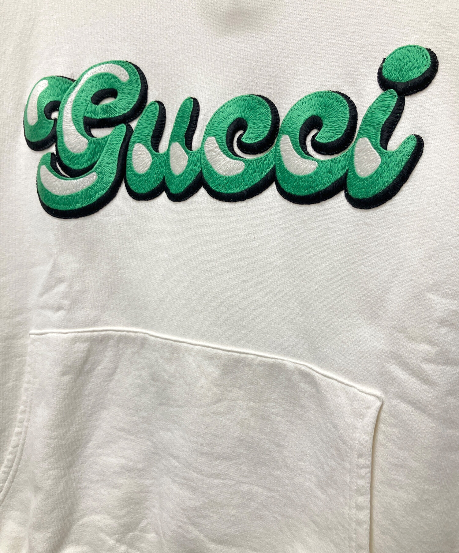 中古・古着通販】GUCCI (グッチ) GUCCIロゴ半袖パーカー ホワイト
