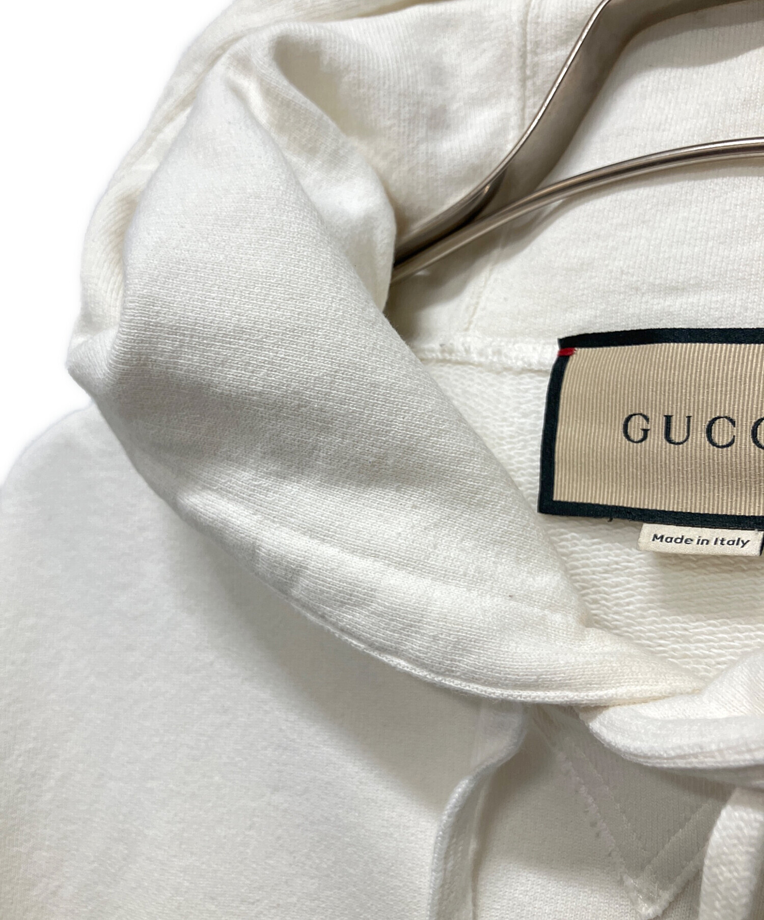 中古・古着通販】GUCCI (グッチ) GUCCIロゴ半袖パーカー ホワイト