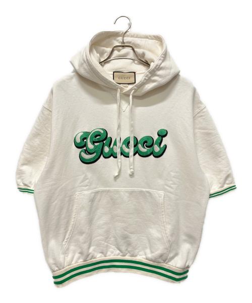 中古・古着通販】GUCCI (グッチ) GUCCIロゴ半袖パーカー ホワイト