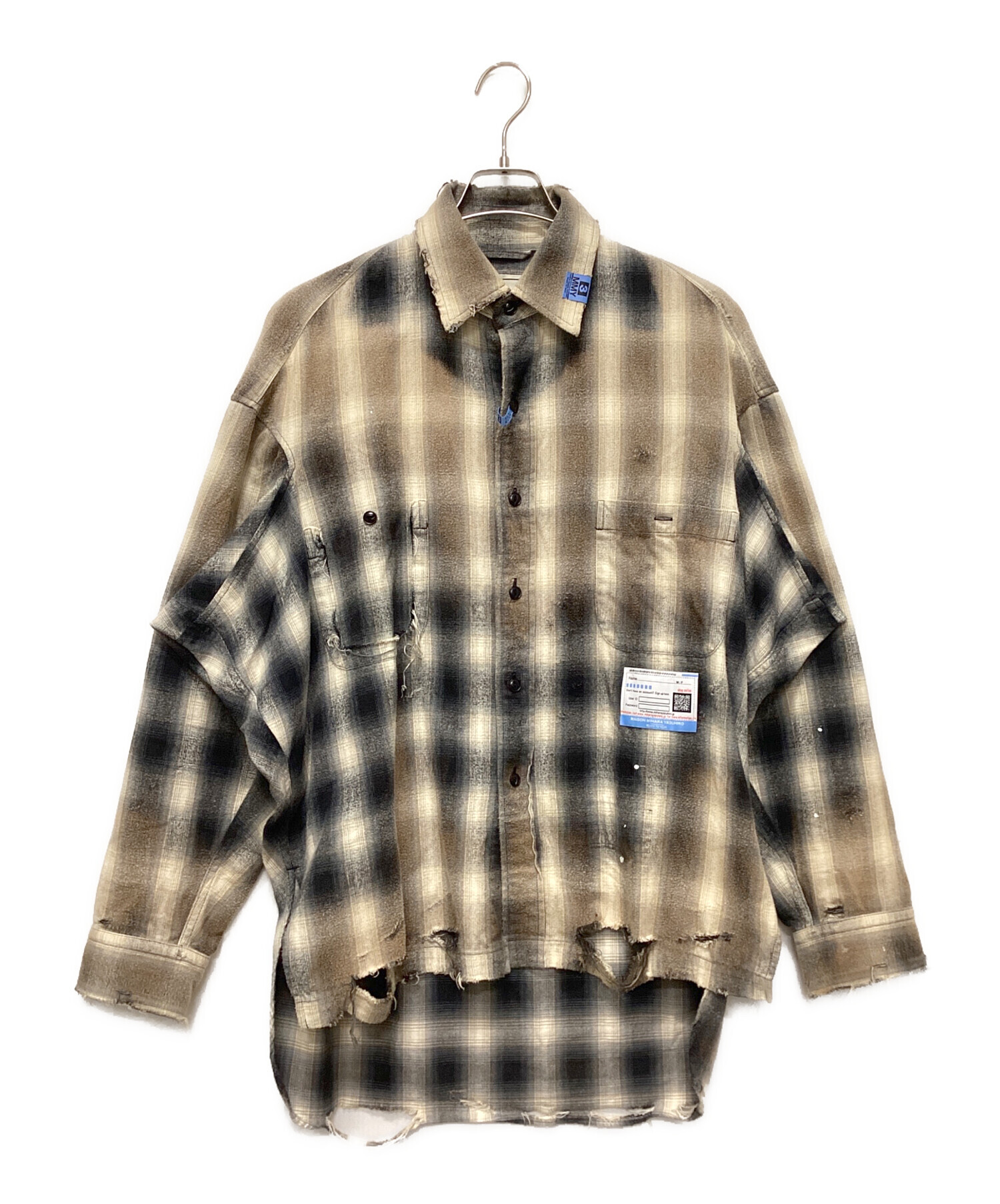 美品 maisonミハラヤスヒロチェック柄 長袖シャツ サイズ44 中古・古着通販】MIHARA YASUHIRO (ミハラヤスヒロ) Vintage-Like