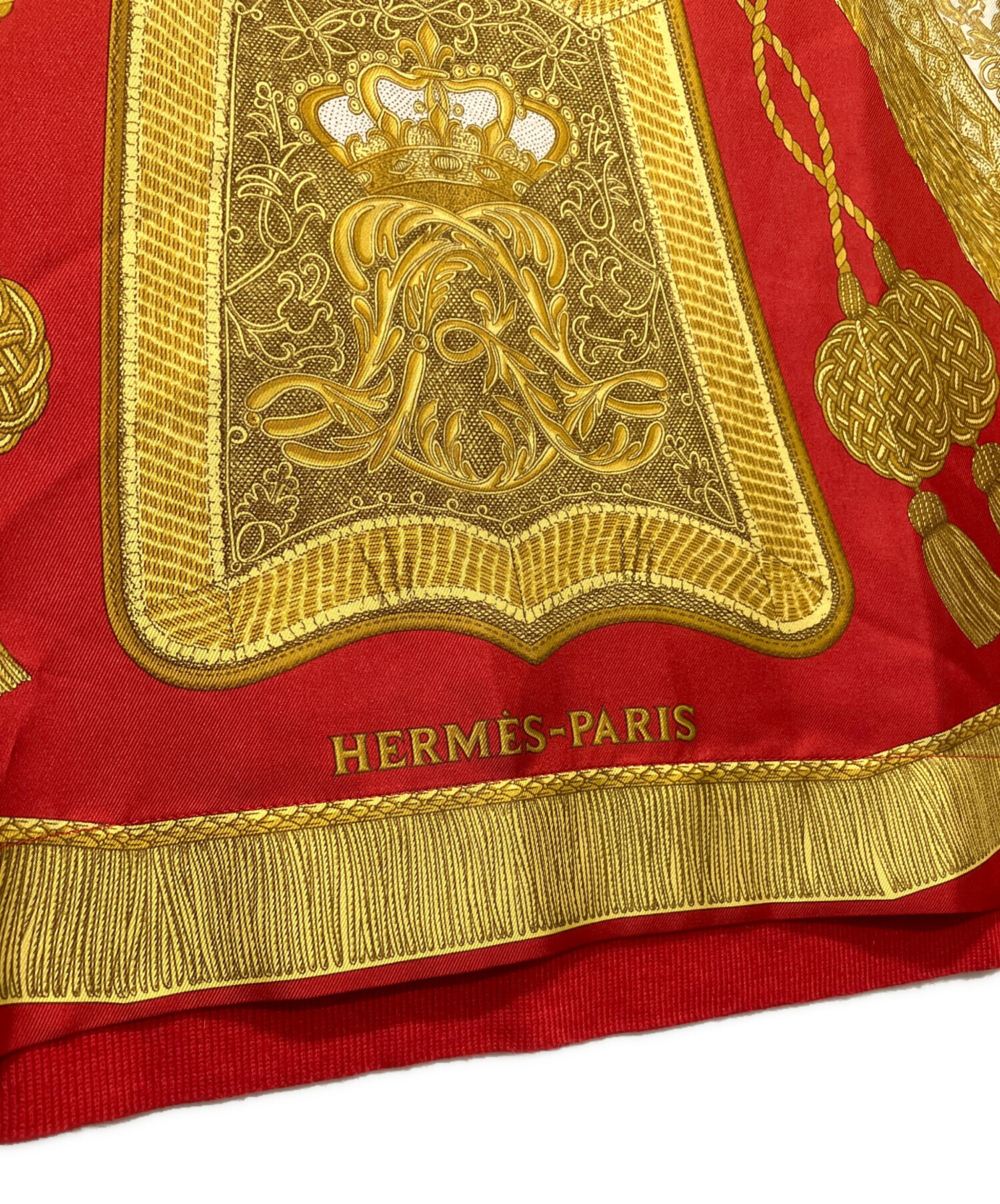 中古・古着通販】HERMES (エルメス) スカーフ切替ニット レッド サイズ