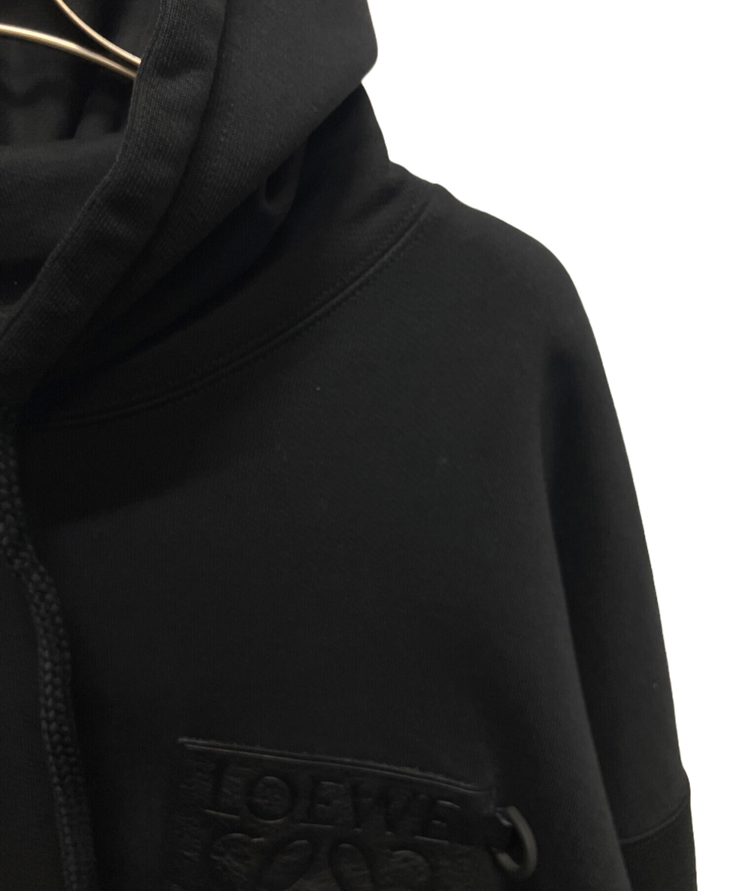 LOEWE ブラック パーカー レザーポケット付き 中古・古着通販】LOEWE (ロエベ) アナグラムレザーポケットパーカー