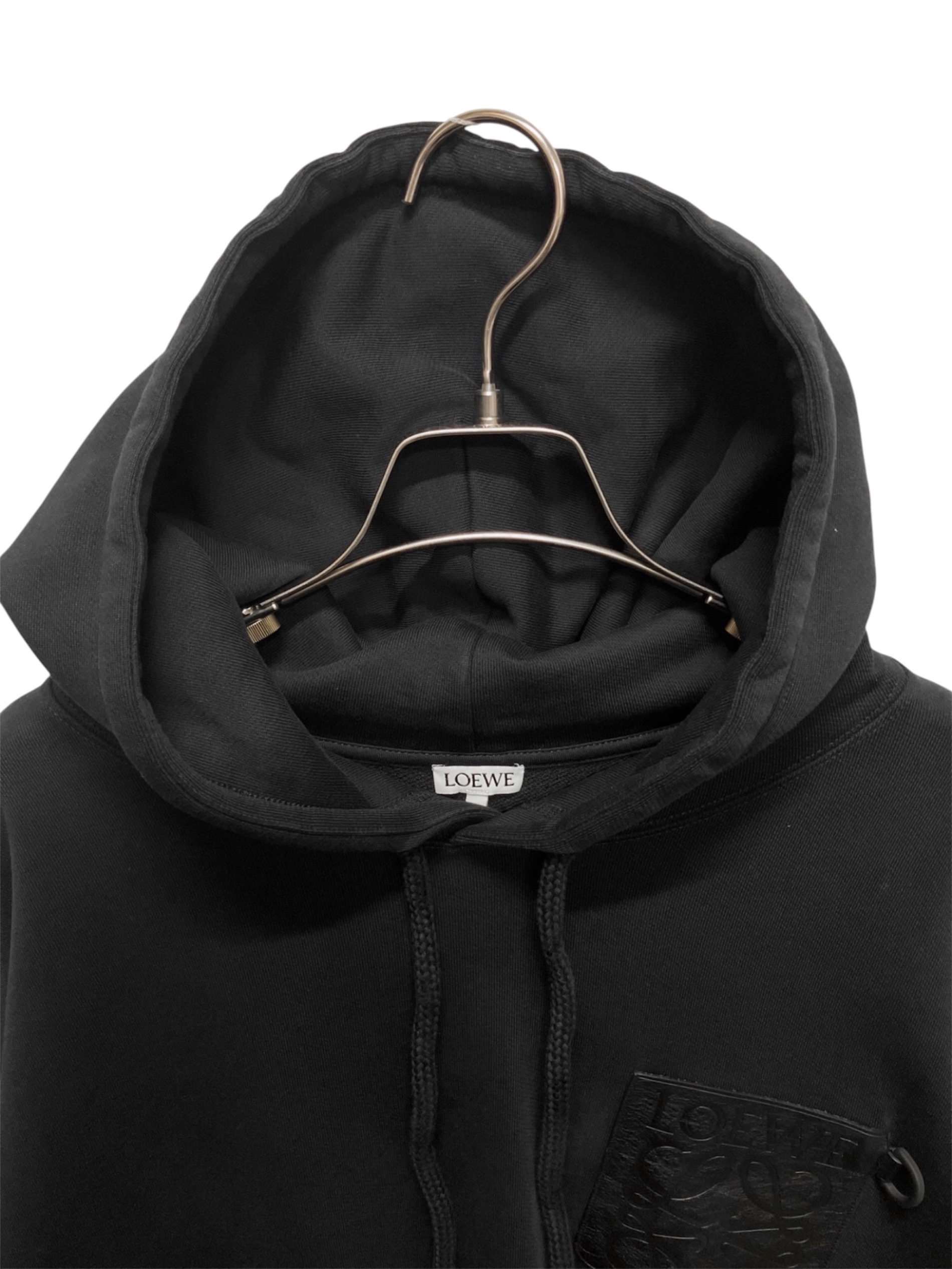 LOEWE ブラック パーカー レザーポケット付き 中古・古着通販】LOEWE (ロエベ) アナグラムレザーポケットパーカー