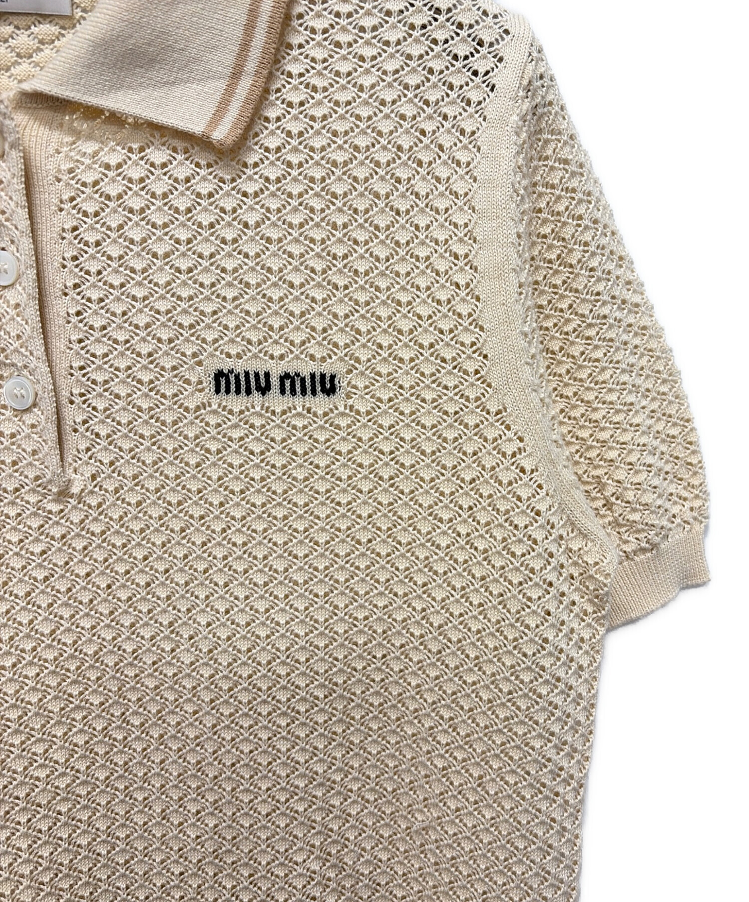 中古・古着通販】MIU MIU (ミュウミュウ) ポロシャツ ベージュ サイズ