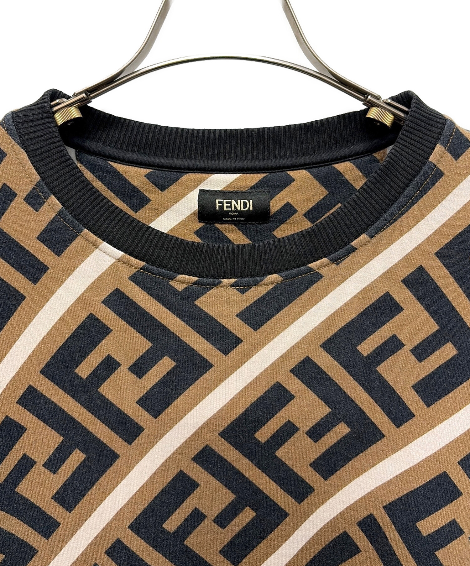 FENDI フェンディ トレーナー ロゴ ブラック 黒　イエロー 中古・古着通販】FENDI (フェンディ) FFロゴスウェットトレーナー