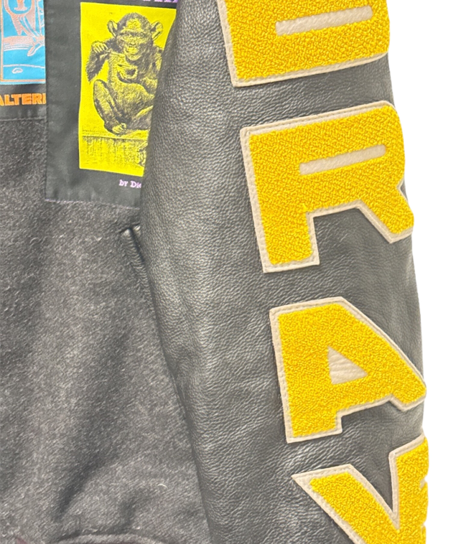 中古・古着通販】DIESEL (ディーゼル) レザー切替スタジャン ブラック