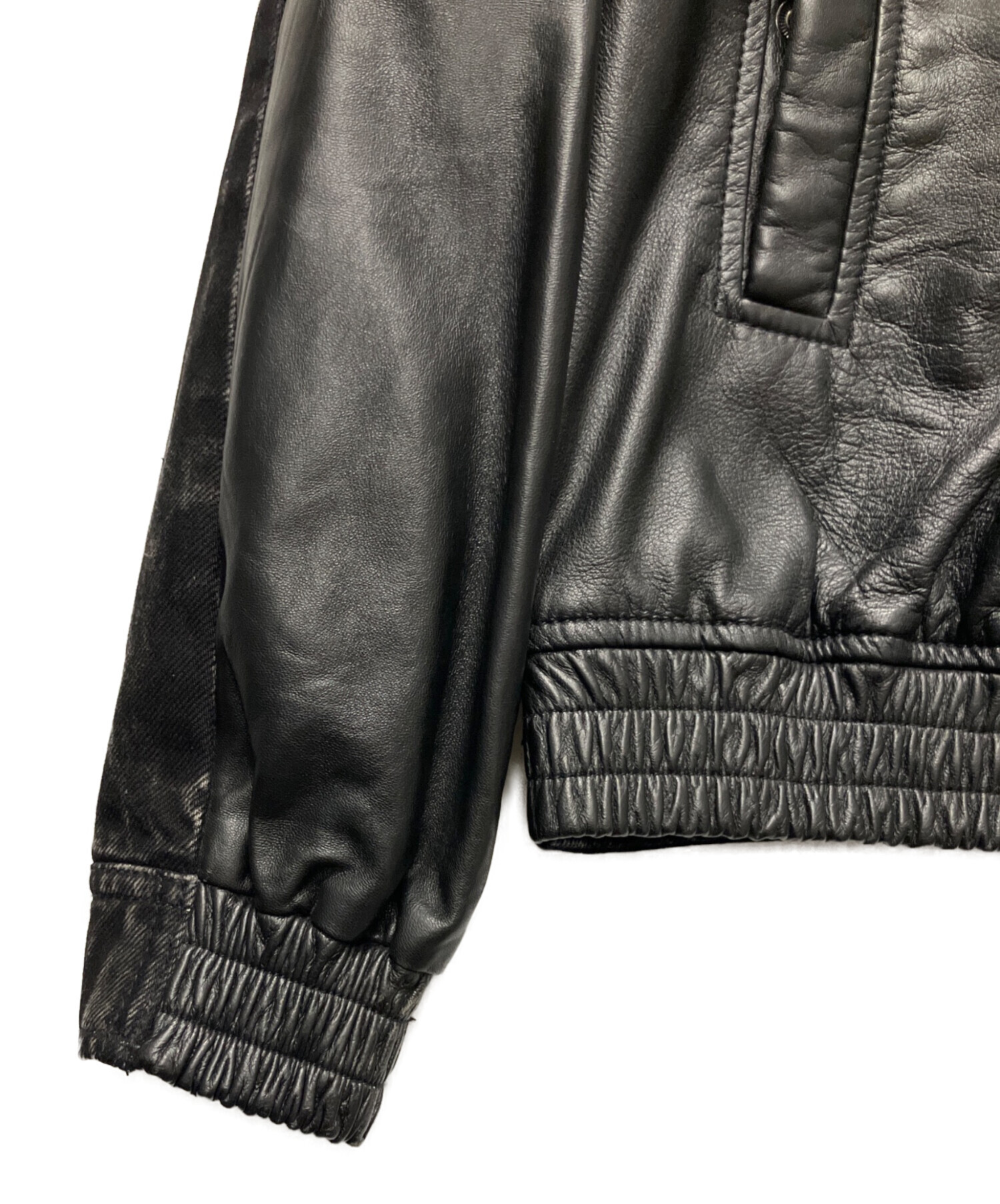 中古・古着通販】DIESEL (ディーゼル) レザー切替フーデッドジャケット
