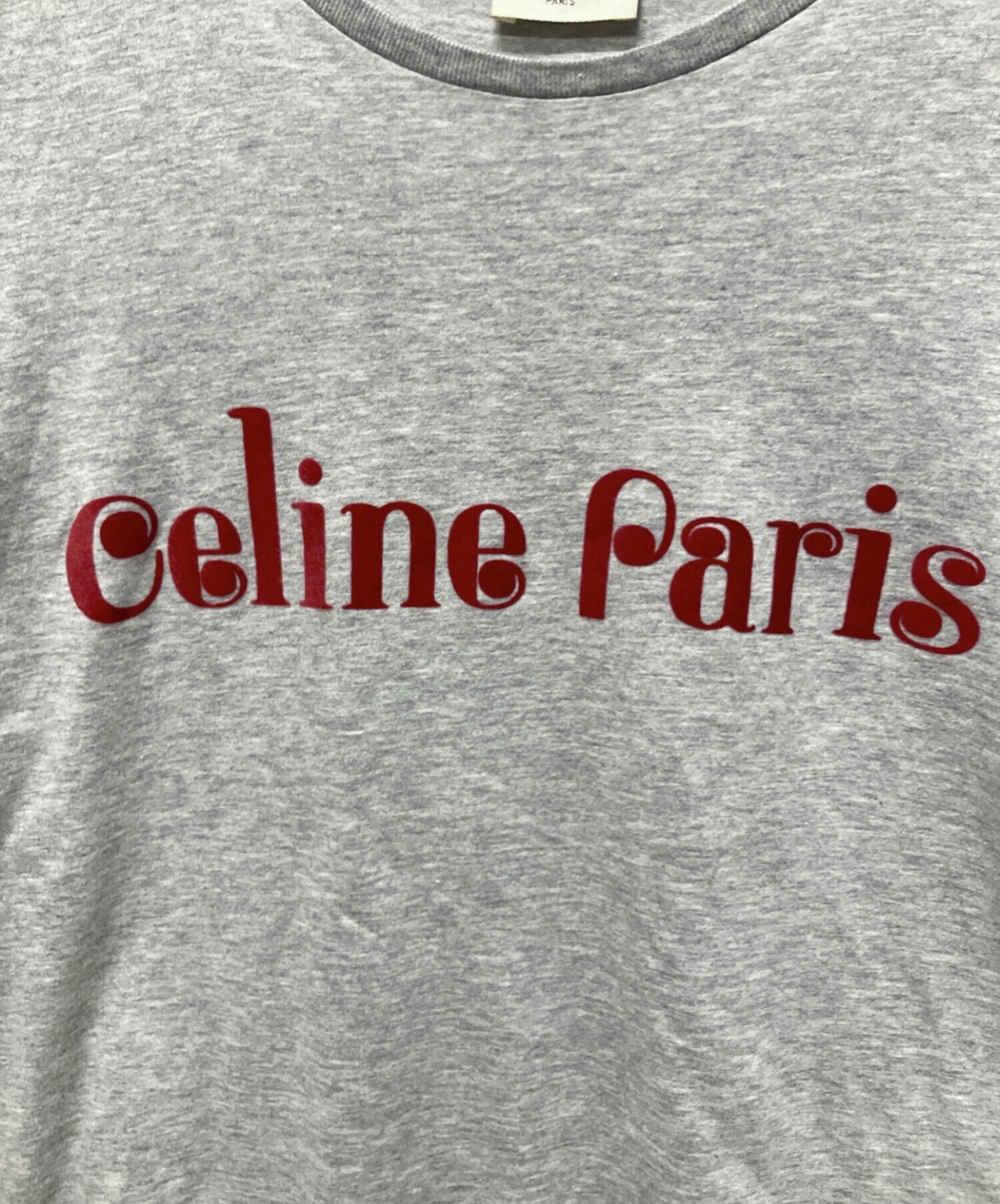 中古・古着通販】CELINE (セリーヌ) フロッキーロゴTシャツ グレー