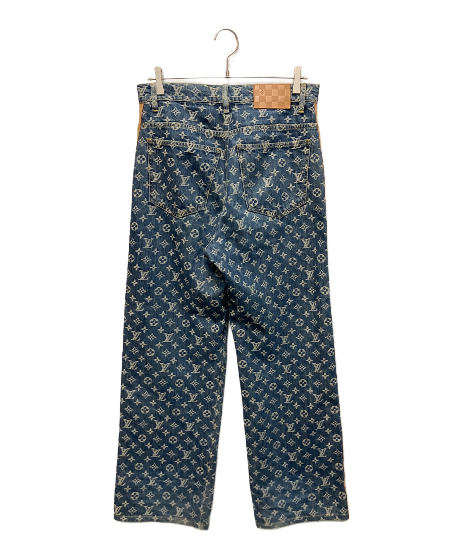 Louis Vuitton ネイビーモノグラムパンツ 中古・古着通販】LOUIS VUITTON (ルイ ヴィトン) サイド25SS レザー