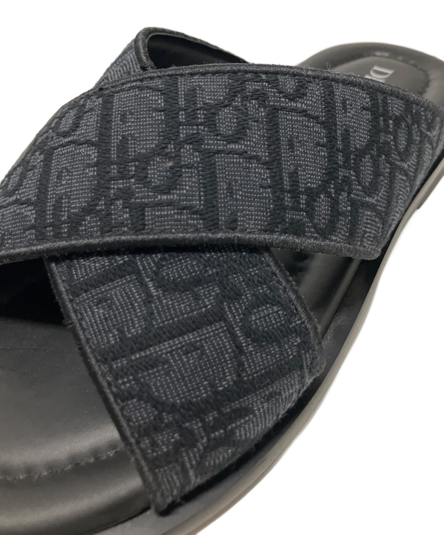 41 Dior ディオール Alias トロッター レザー ビーチサンダル 黒 中古・古着通販】Dior (ディオール) Alias フラットサンダル ブラック