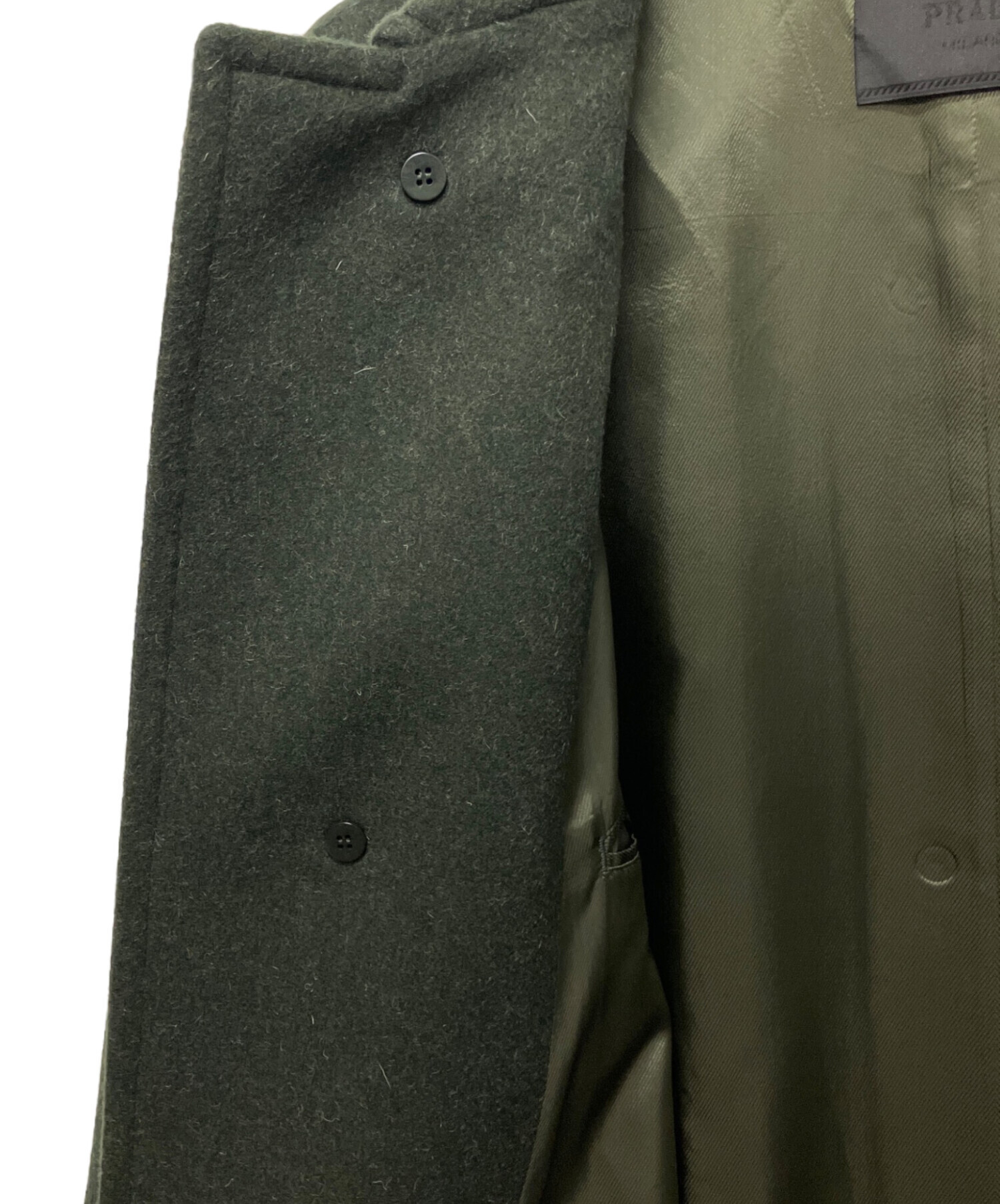 中古・古着通販】PRADA (プラダ) ウールラグランコート カーキ サイズ