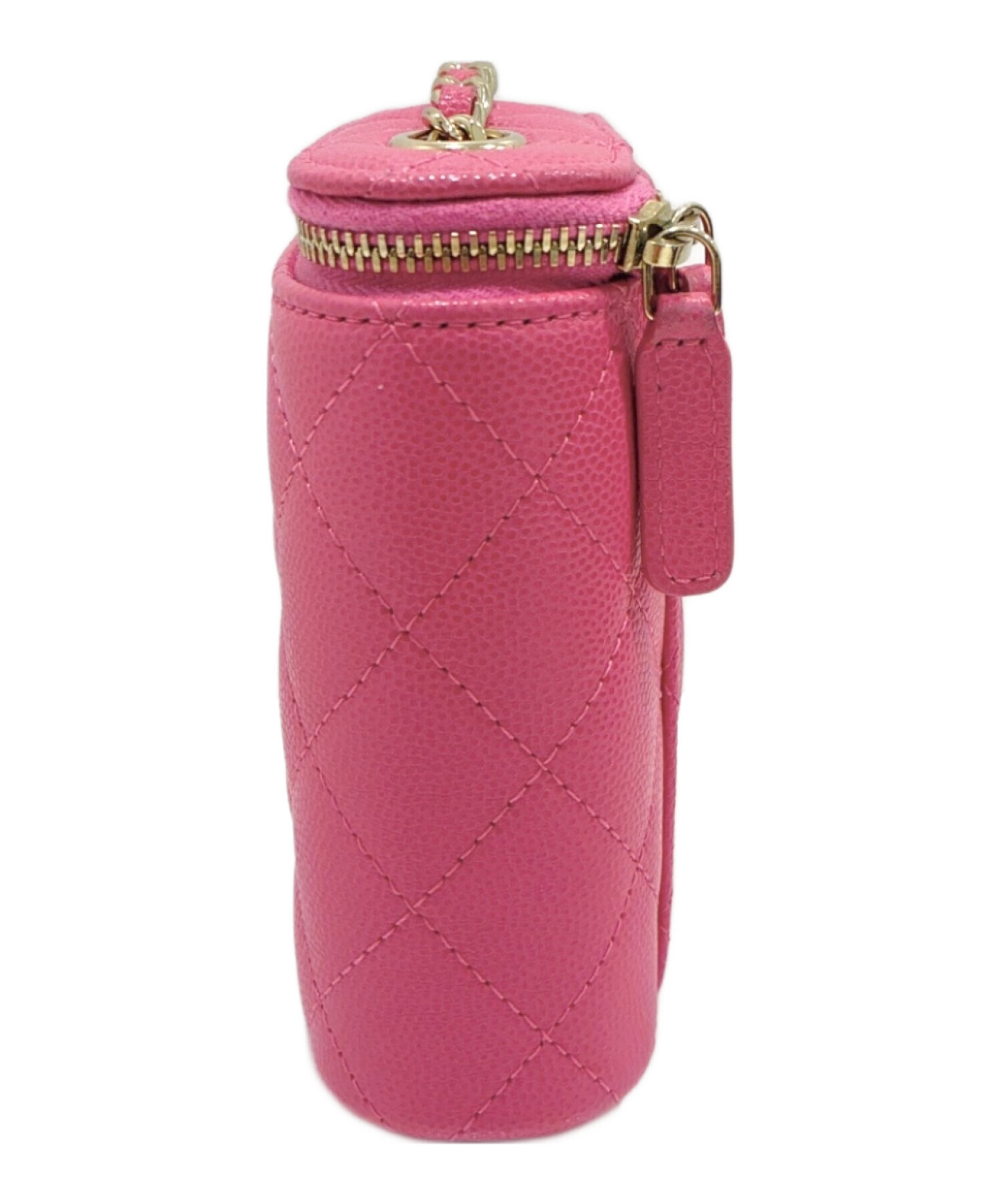 シャネル マトラッセ キャビアスキン バニティバッグ ピンク アクセサリーポーチ 中古・古着通販】CHANEL (シャネル) マトラッセ バニティ ショルダー