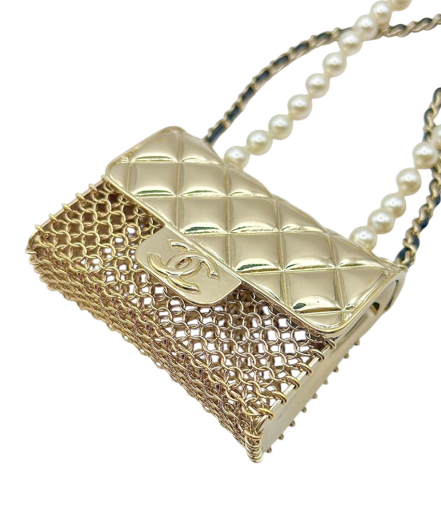 CHANEL シャネル　マトラッセ　バッグモチーフ ネックレス　パールネックレス 中古・古着通販】CHANEL (シャネル) Matelasse bag motif, fake pearl