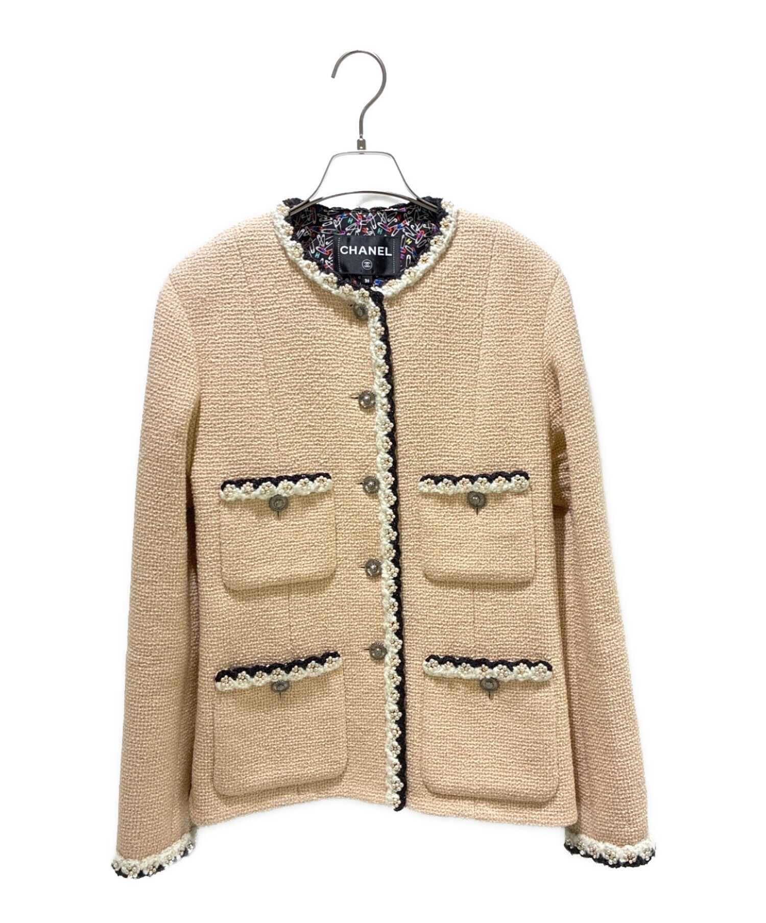 中古・古着通販】CHANEL (シャネル) 4ポケットパールトリムツイード 