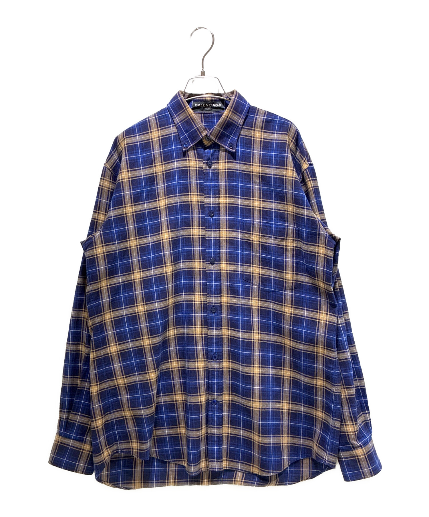 BALENCIAGA バックロゴ　チェック柄 長袖シャツ 中古・古着通販】BALENCIAGA (バレンシアガ) バックロゴオーバーサイズ