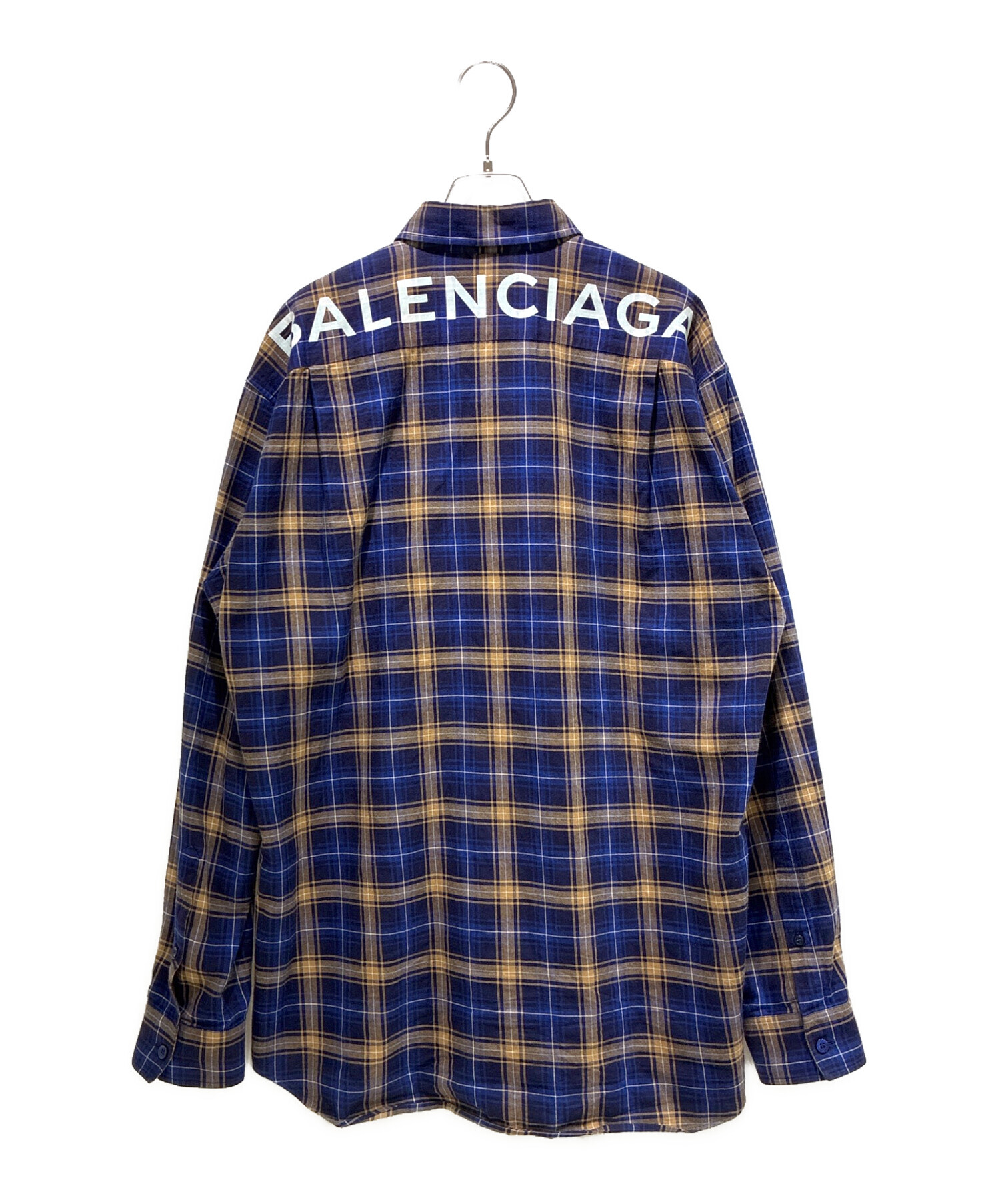 BALENCIAGA バックロゴ　チェック柄 長袖シャツ 中古・古着通販】BALENCIAGA (バレンシアガ) バックロゴオーバーサイズ