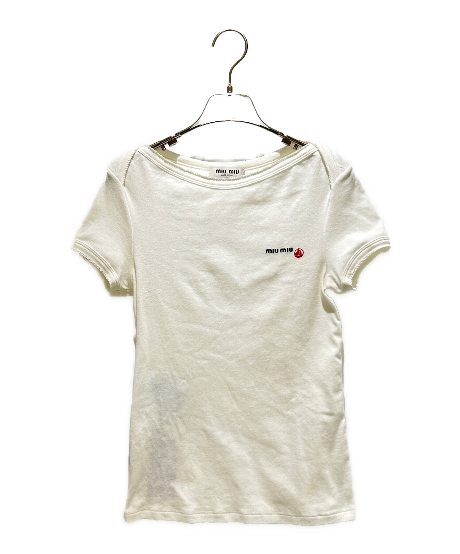 ミュウミュウ MIU MIU PETIT BATEAU リブジャージーTシャツ MJN563 SOOO 161J Tシャツ ミュウミュウ MIU MIU PETIT BATEAU リブジャージーTシャツ MJN563