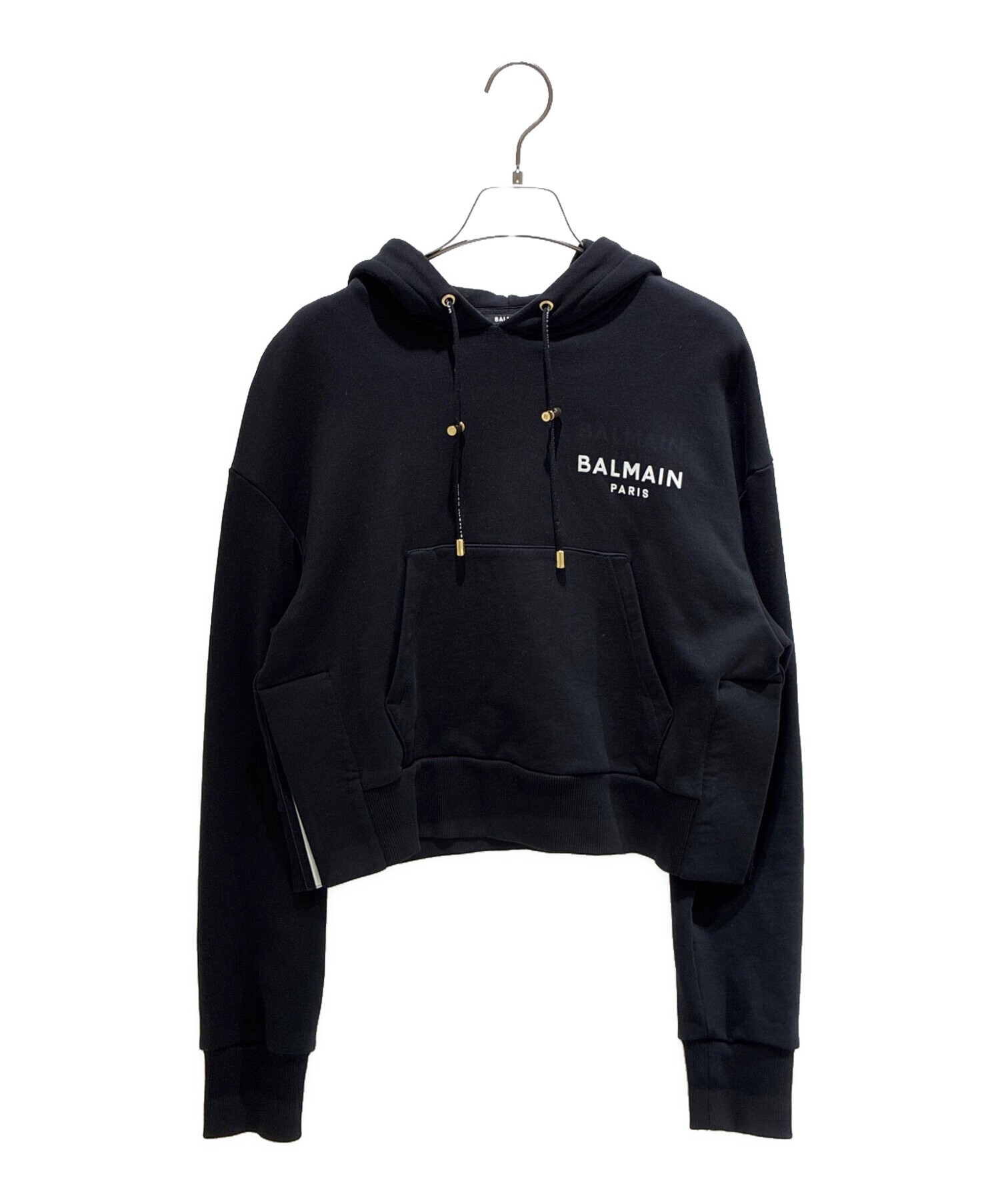 中古・古着通販】BALMAIN (バルマン) Cropped Hoodie With Flocked 