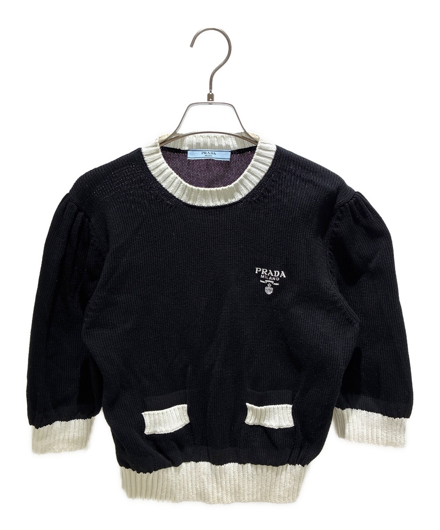 中古・古着通販】PRADA (プラダ) 三角ロゴ クロップド コットン クルー