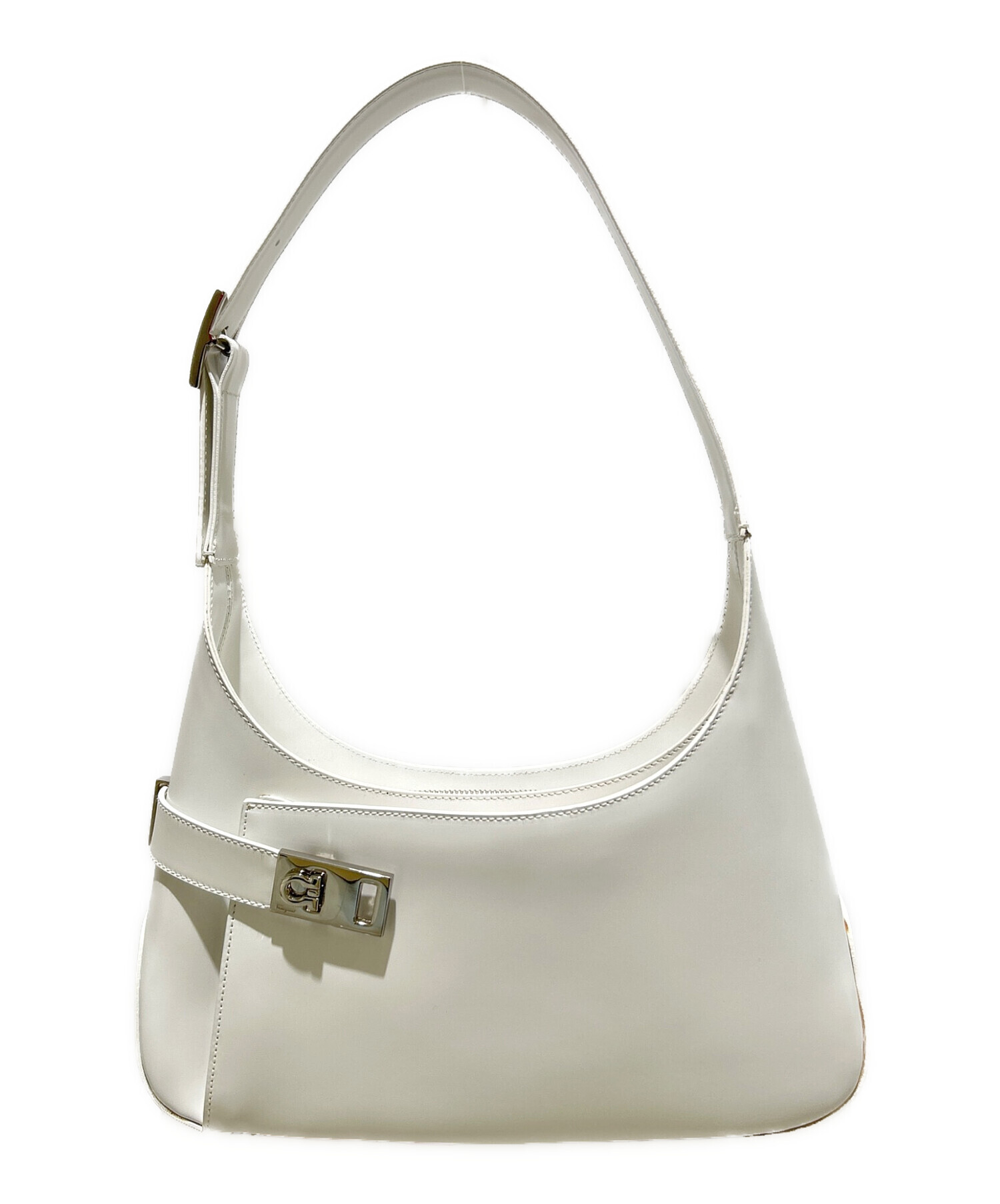 【美品】サルヴァトーレフェラガモ ガンチーニ ハンドバッグ レザー ホワイト 中古・古着通販】Salvatore Ferragamo (サルヴァトーレ フェラガモ