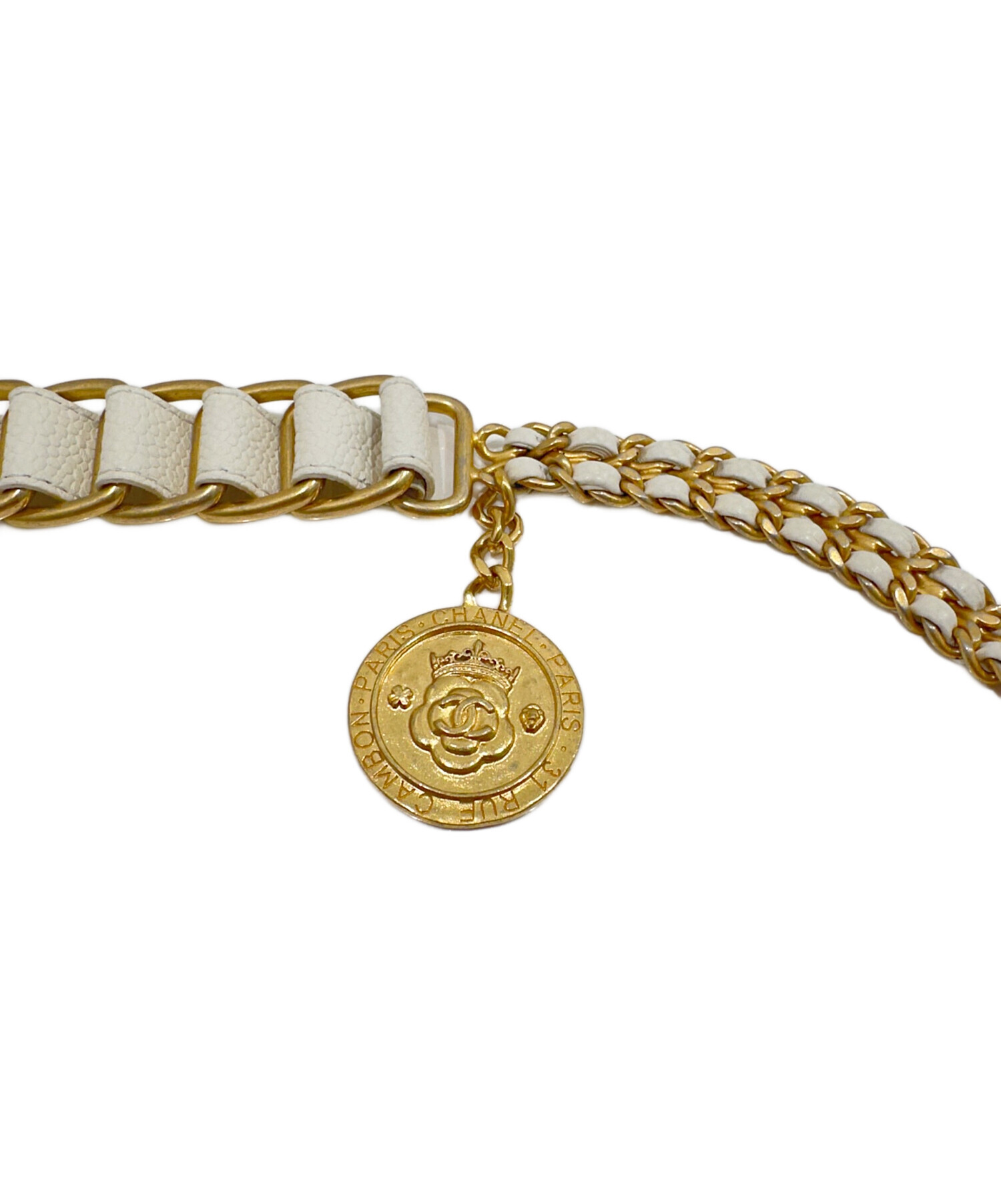 CHANEL ミニマトラッセ 1982年パリ購入 ヴィンテージ 中古・古着通販】CHANEL (シャネル) ミニマトラッセ ホワイト×ゴールド