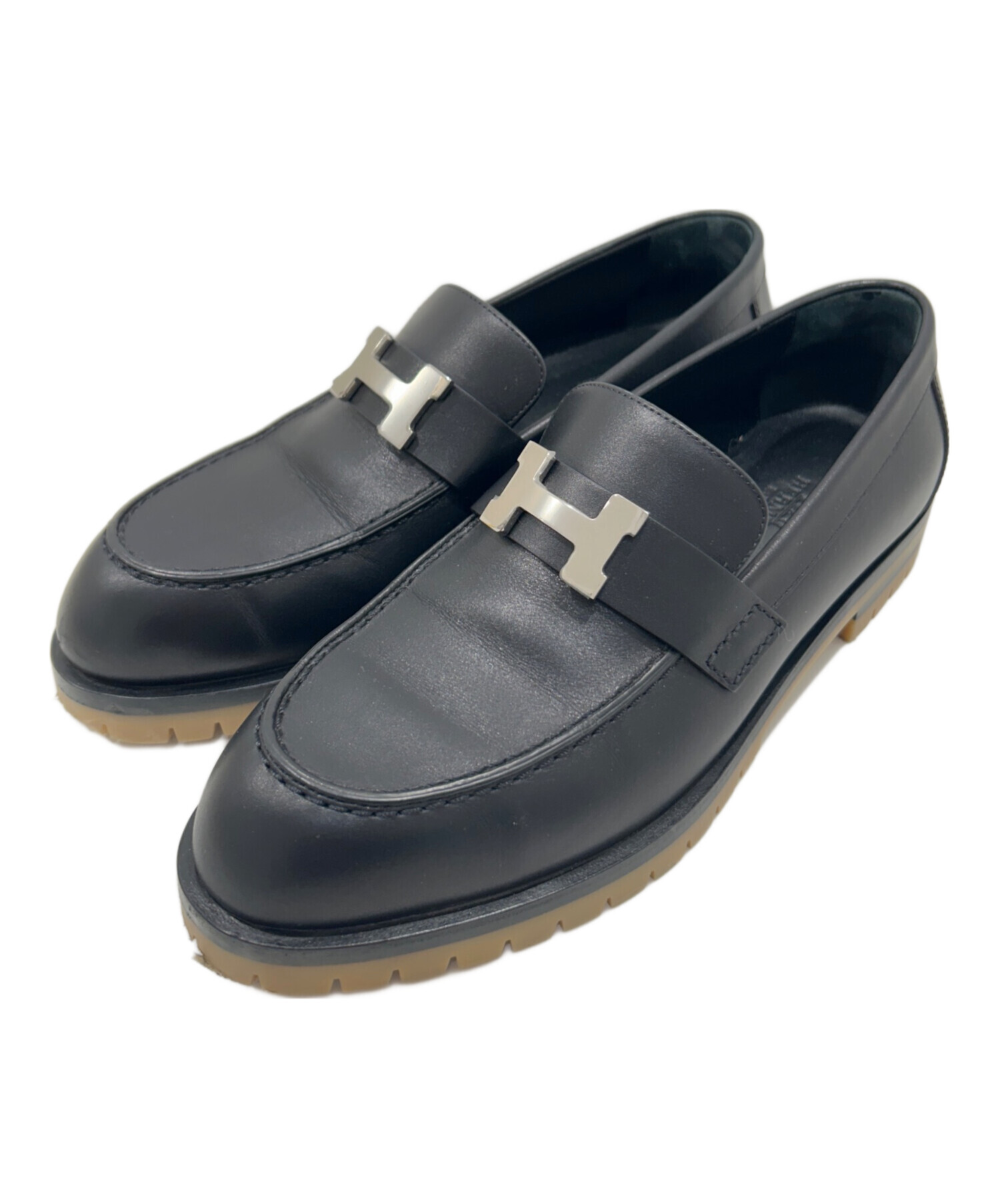 中古・古着通販】HERMES (エルメス) モカシンシューズ ブラック サイズ