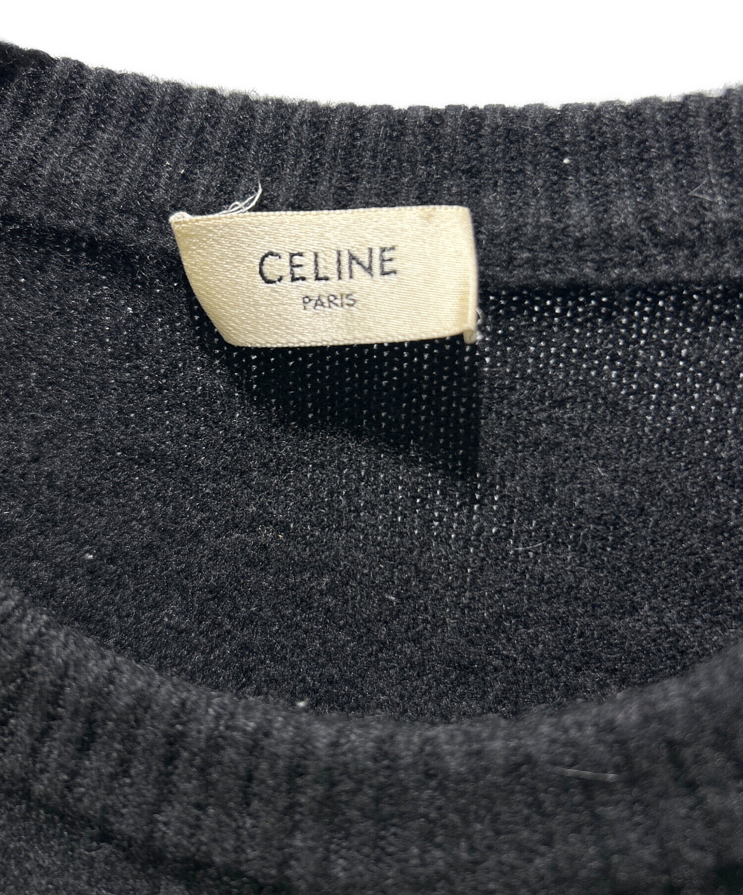 CELINE カシミアクルーネックニット　ブラック CELINE（セリーヌ） ニット PULL COL ROND BOXY TRIOMPHE 2AC85048T