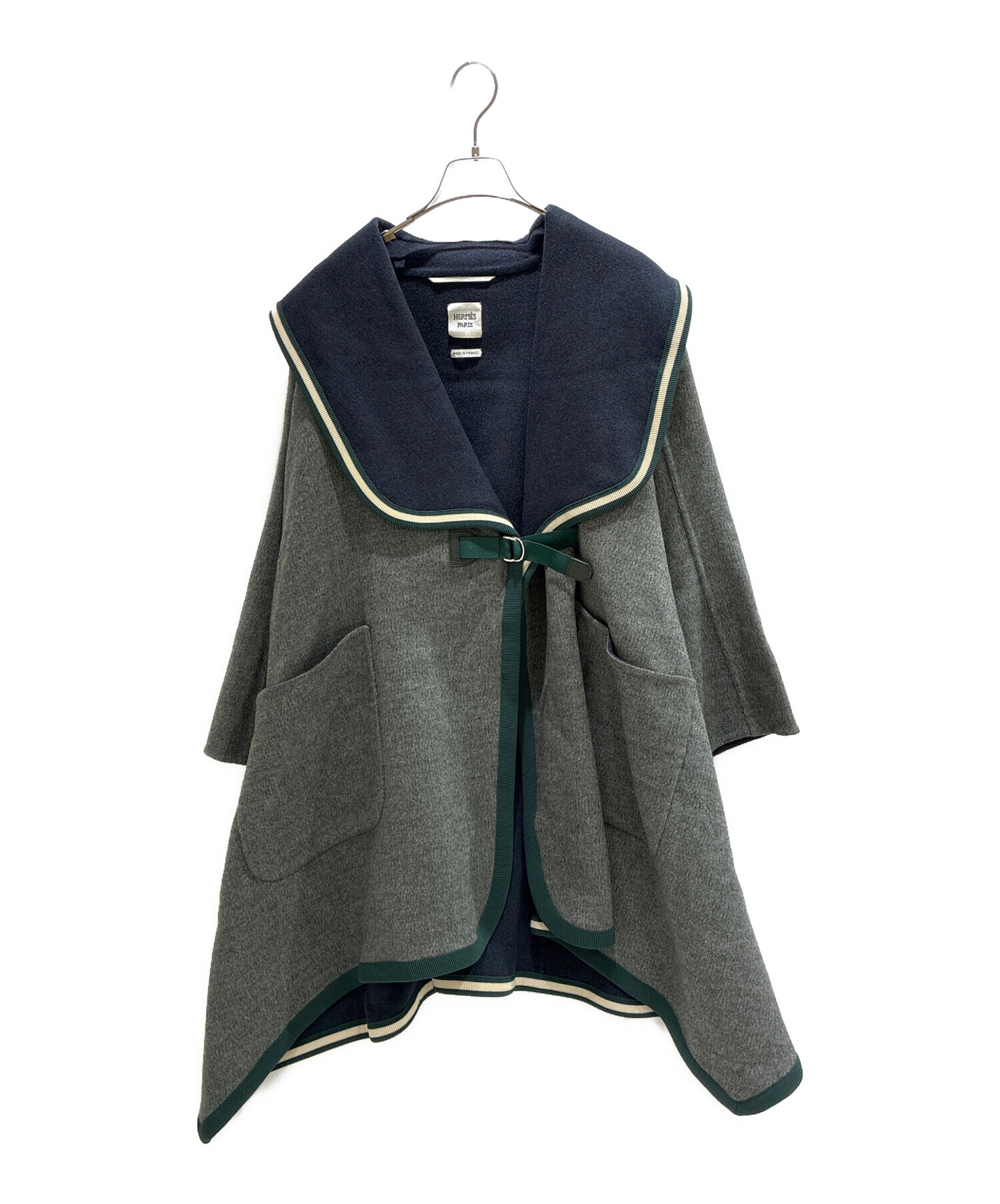 中古・古着通販】HERMES (エルメス) カシミヤコート グレー×ネイビー