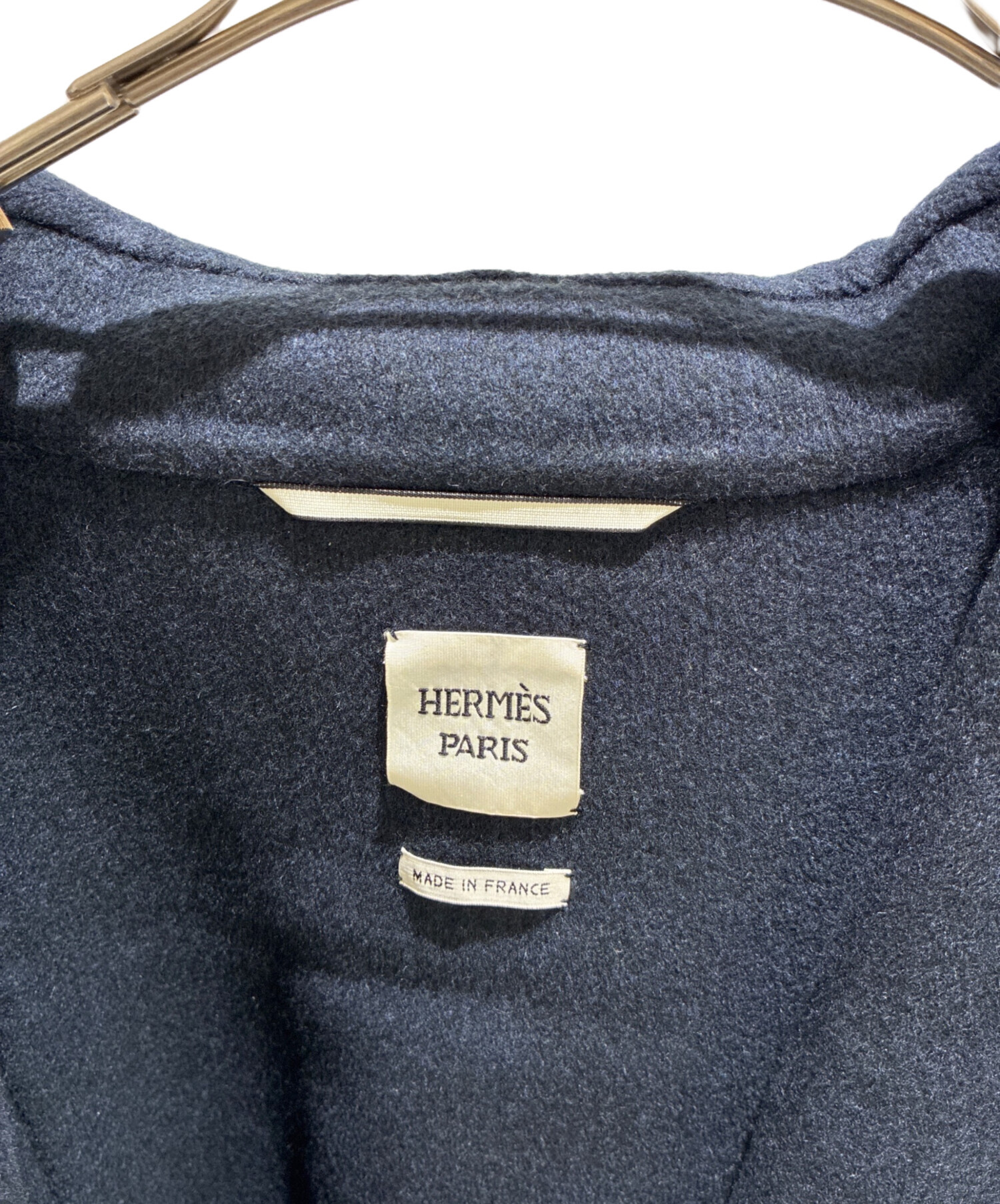 中古・古着通販】HERMES (エルメス) カシミヤコート グレー×ネイビー