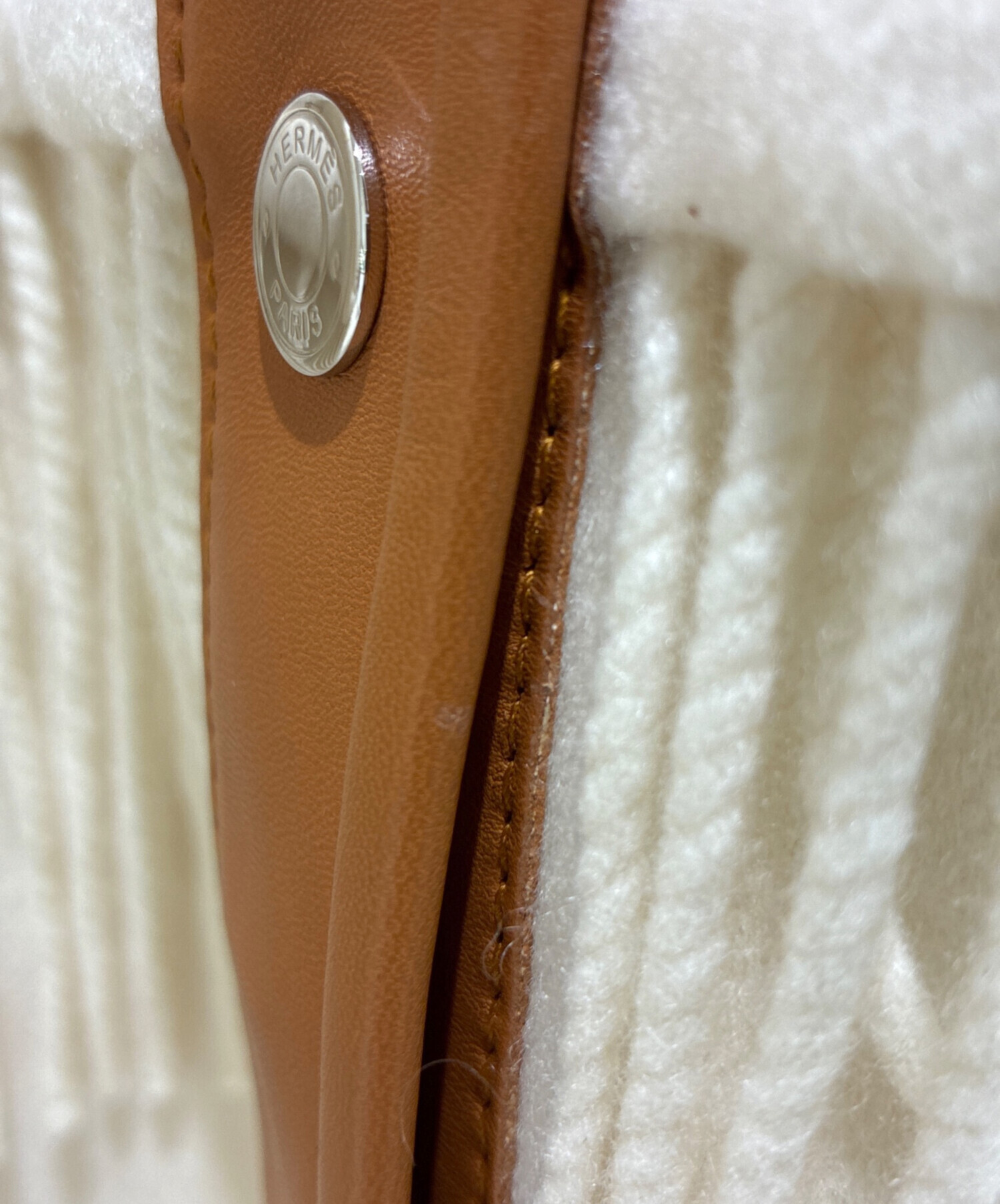 中古・古着通販】HERMES (エルメス) カシミヤフリンジポンチョ タン