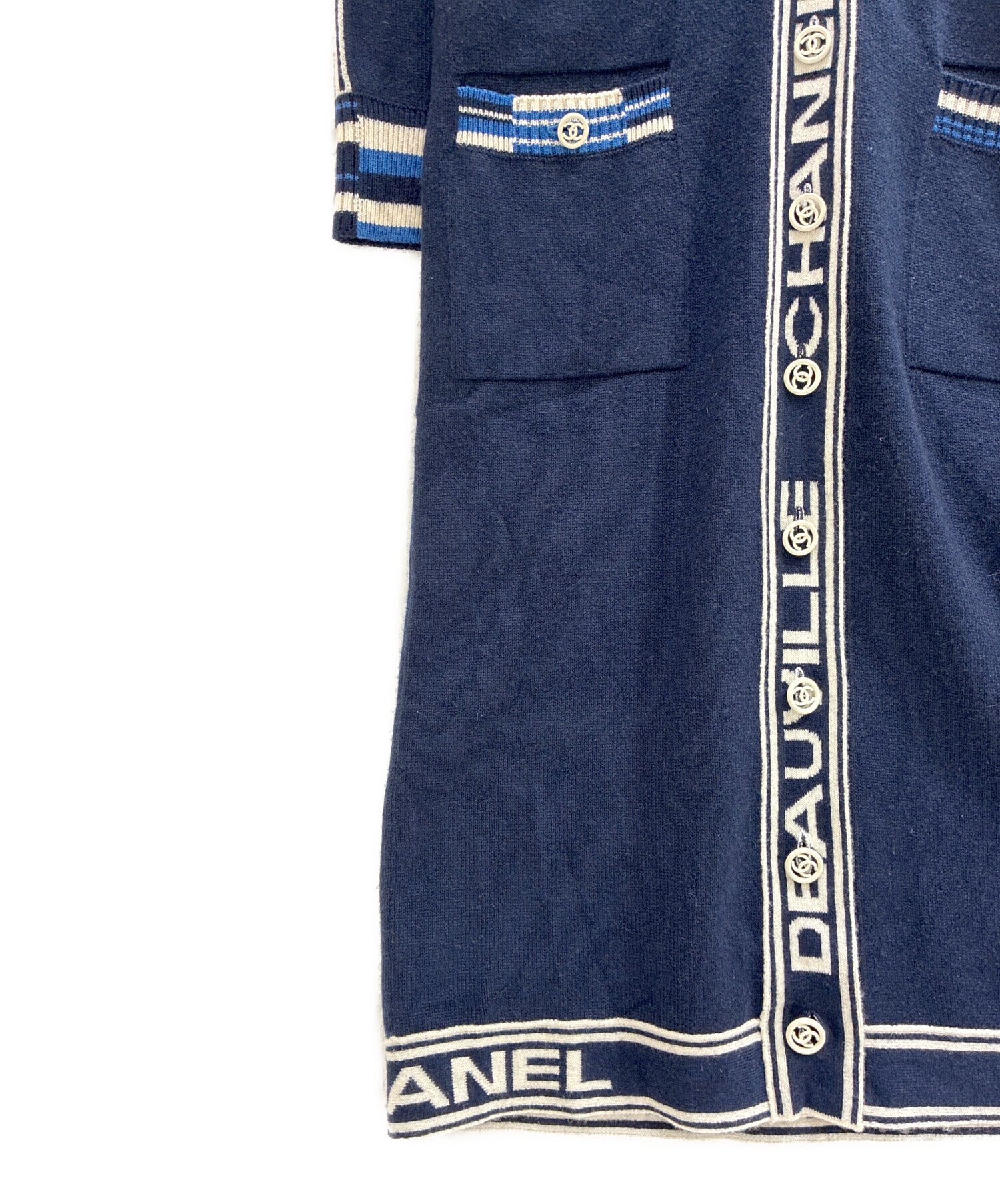 g-dragon着用 CHANEL ニットカーディガン 36 ネイビー CHANEL