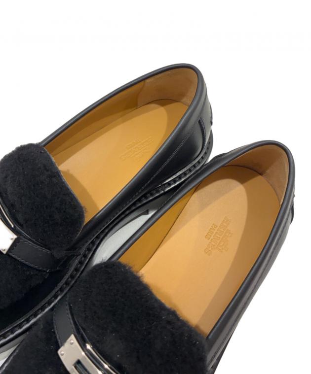 未使用★HERMES ★ブラックレザー ローファー　モカシン　2024 中古・古着通販】HERMES (エルメス) モカシン 《アイコン》ローファー