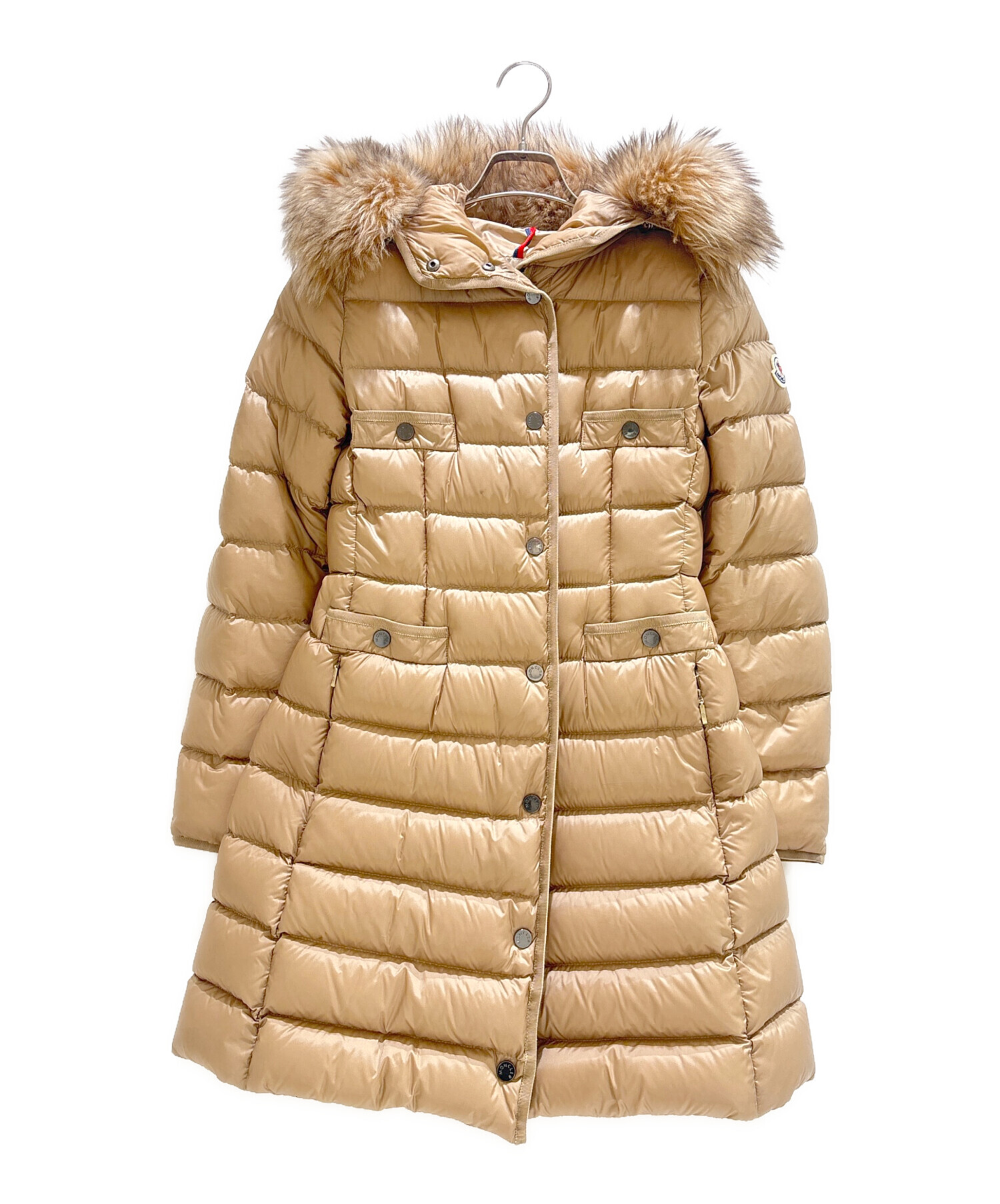 MONCLER ダウンコート ベージュ FLAMME マグリア フード収納 MONCLER (モンクレール) ファーフード 取り外し フルジップ ロング