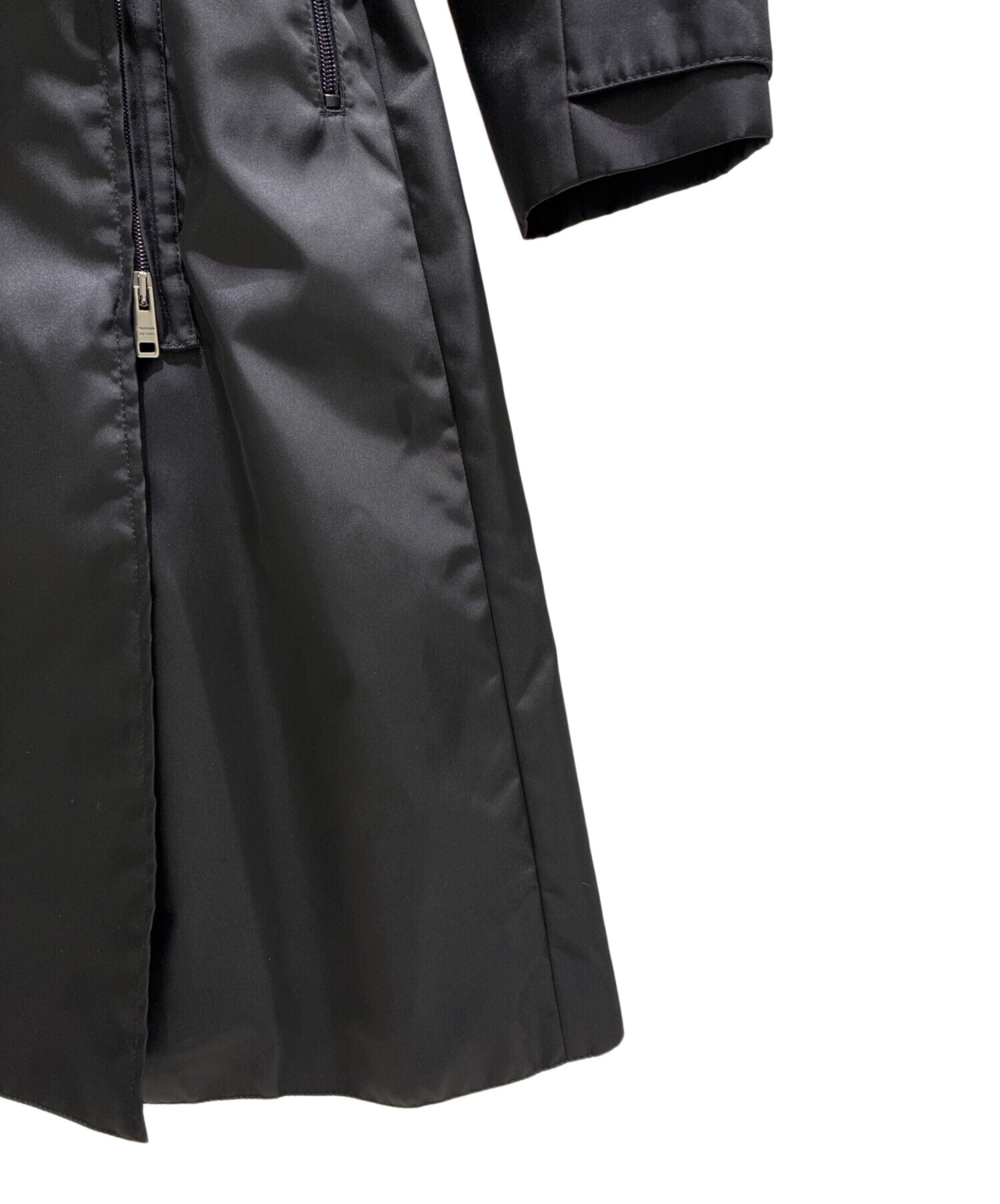 中古・古着通販】PRADA (プラダ) ナイロンジップロングコート ブラック