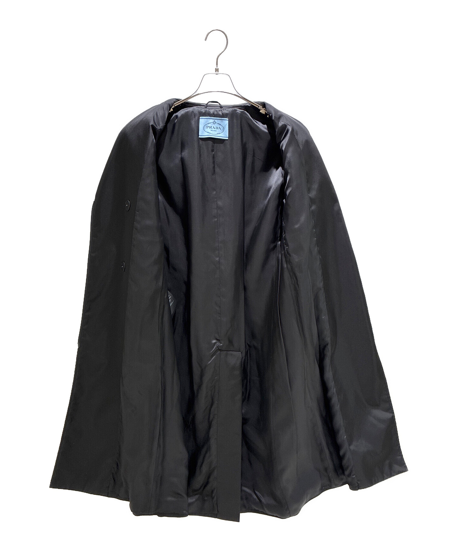 中古・古着通販】PRADA (プラダ) ナイロンジップロングコート ブラック