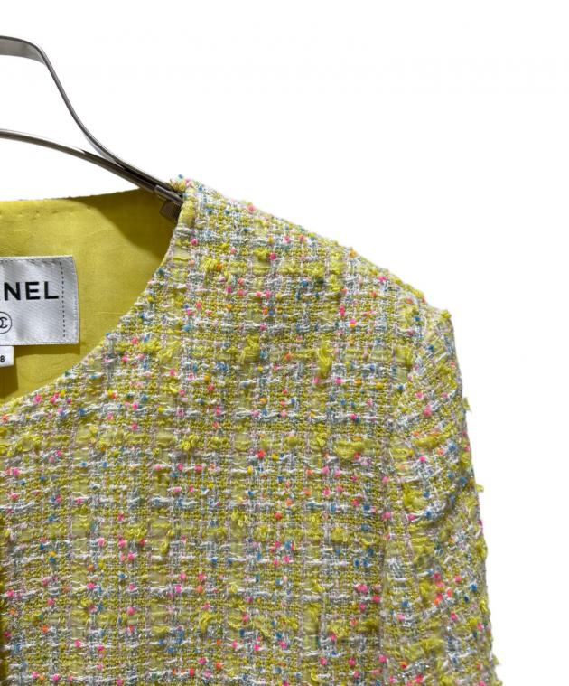 中古・古着通販】CHANEL (シャネル) ノーカラーツイードジャケット 