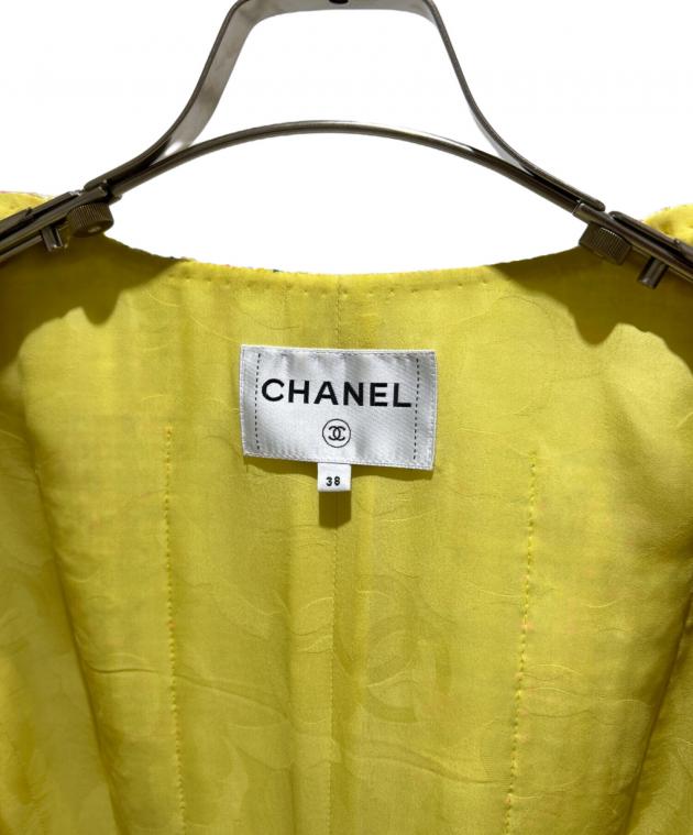 週末限定価格　新品同様　CHANEL イエロージャケット ヴィンテージ 中古・古着通販】CHANEL (シャネル) ノーカラーツイードジャケット