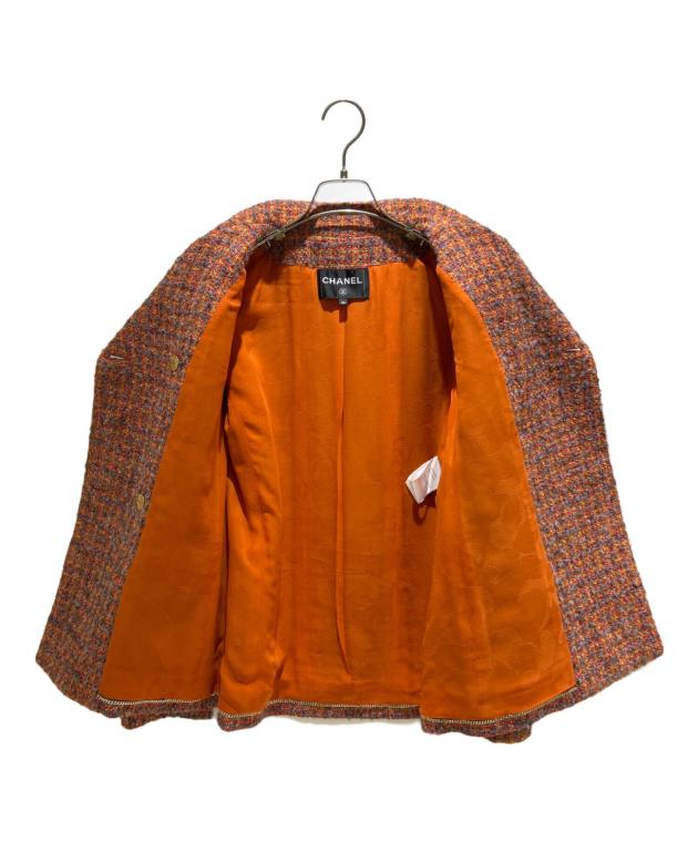 シャネル　オレンジ ツイード テーラードジャケット 中古・古着通販】CHANEL (シャネル) 24AW ツイードジャケット オレンジ