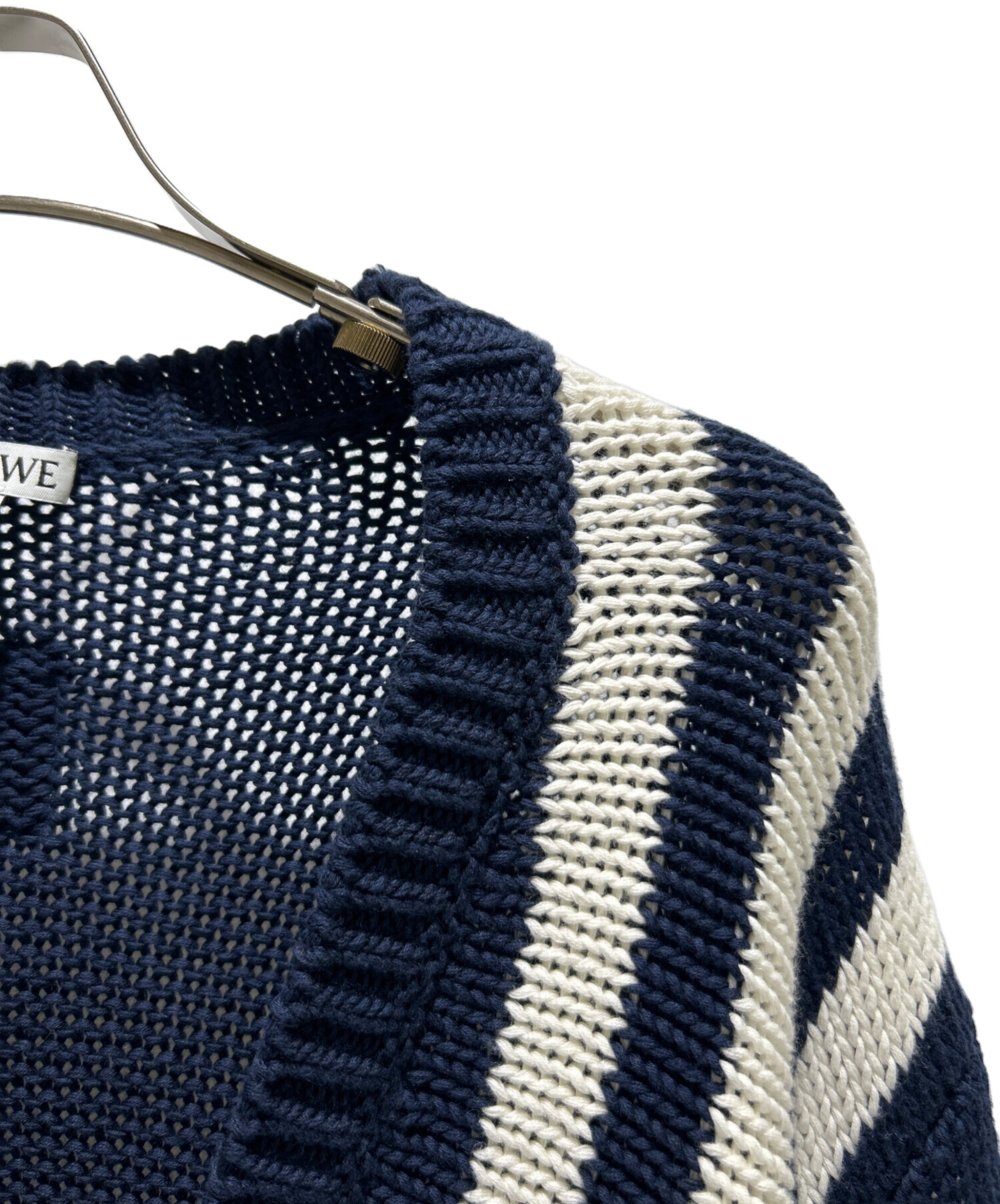 (ロエベ) 中古・古着通販】LOEWE 希少サイズ ストライプニットカーディガン　XS ももLOEWE Striped Cardigan/ストライプ V-Neck トップス