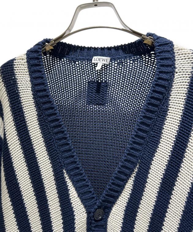 LOEWEウールコットンリネンミックスカーディガンM 中古・古着通販】LOEWE (ロエベ) Striped V-Neck Cardigan/ストライプ