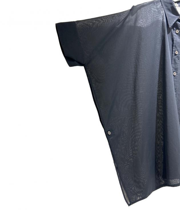【HERMES】エルメス シアートップス インナー付き ネイビー サイズ34 中古・古着通販】HERMES (エルメス) Overslit Sheer Shirt/オーバー