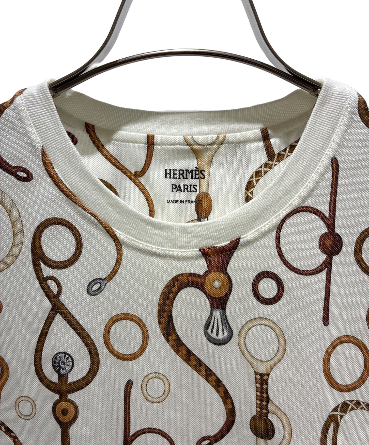 HERMES - エルメス 24SS Panoplie Tout Cuir コットン ショートスリーブ Tシャツ カットソー トップス 4E4632DN ホワイト 34【中古】 中古・古着通販】HERMES (エルメス) PANOPLIE TOUT CUIR JERSEY