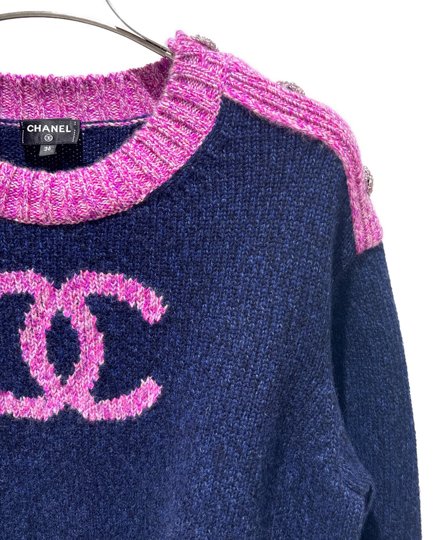 CHANEL シャネル　カシミヤニットスカート サイズ36 中古・古着通販】CHANEL (シャネル) CC Logo Cashmere Knit Sweater