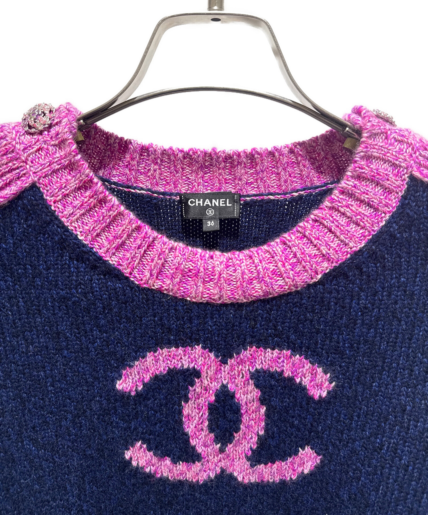 中古・古着通販】CHANEL (シャネル) CC Logo Cashmere Knit Sweater