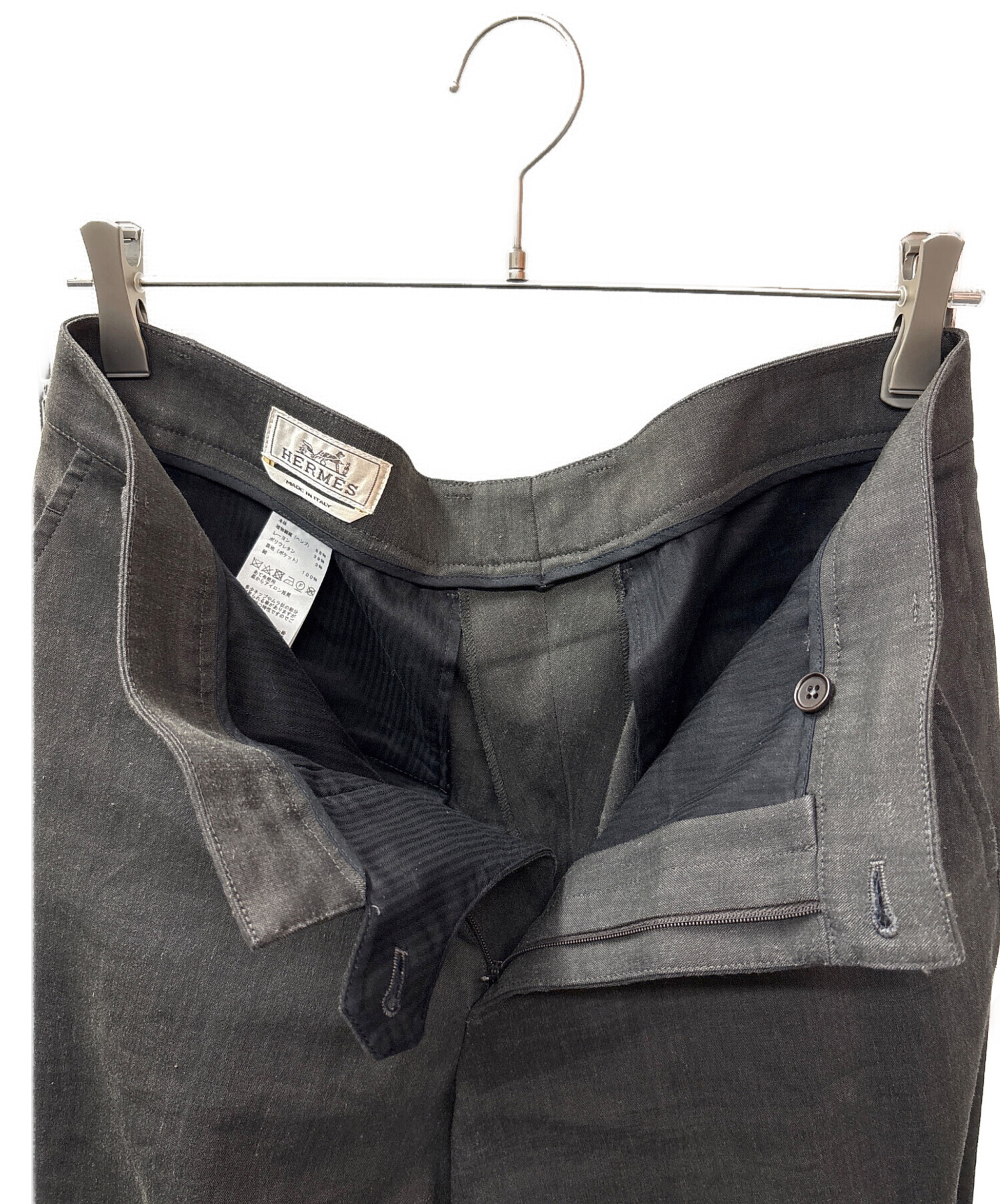 HERMES パンツ グレー 中古・古着通販】HERMES (エルメス) ヘンプ混パンツ グレー サイズ:2