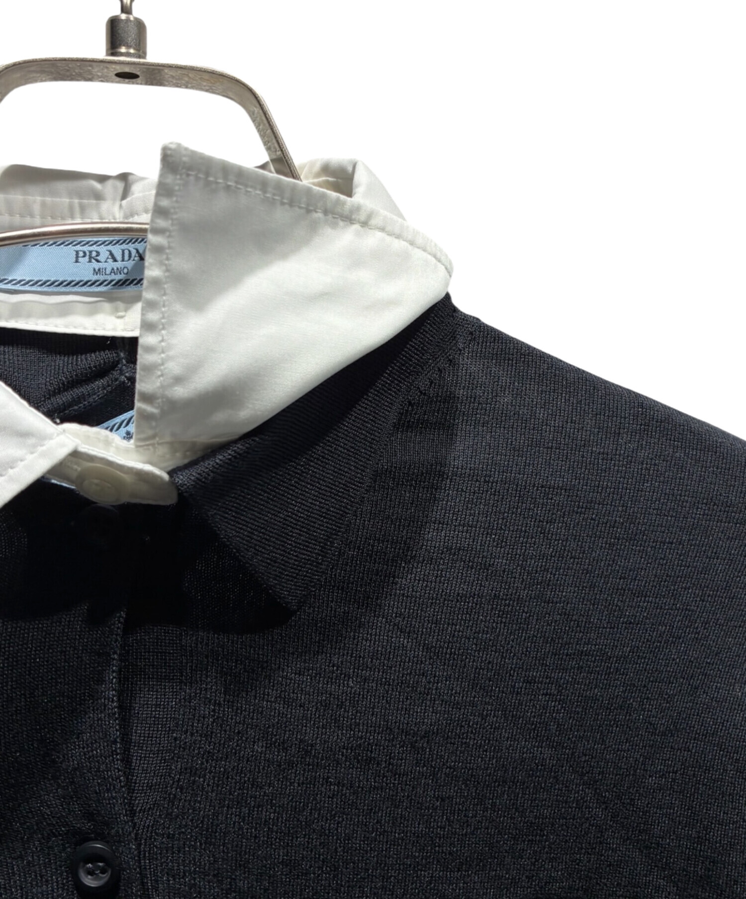 中古・古着通販】PRADA (プラダ) ニットポロシャツ ブラック サイズ:36