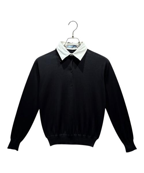 中古・古着通販】PRADA (プラダ) ニットポロシャツ ブラック サイズ:36